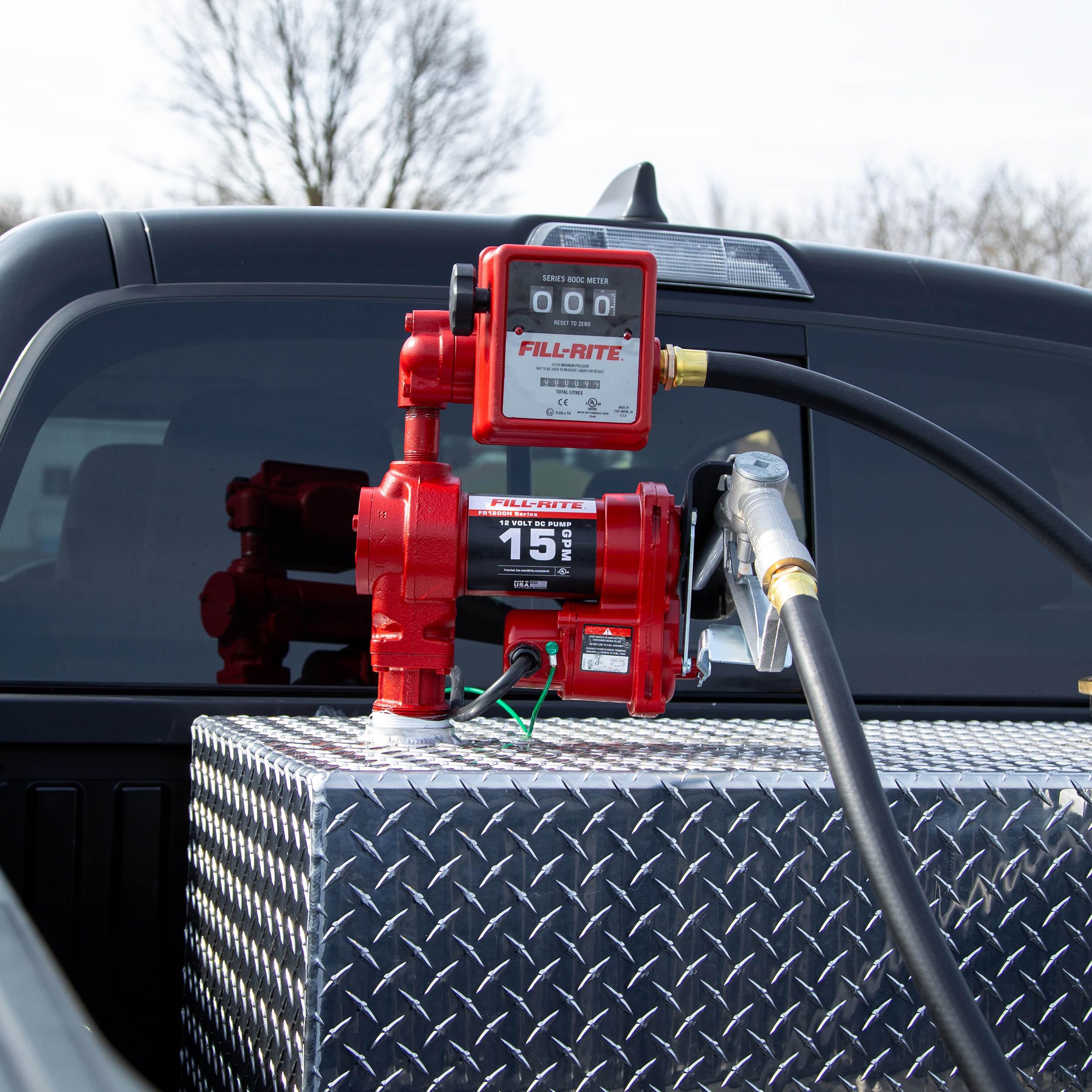 Fill-Rite 12V FR1211HL 15 GPM Fuel Transfer Pump with Standard Mechanical Meter Package, Liters | Gasoline, Diesel, Kerosene, Ethanol & Methanol Blends & Biodiesel