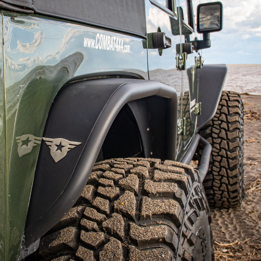Combat Off Road Black Aluminum Full Assault Fender Kit - Rear Compatible with Jeep Wrangler JK/JKU