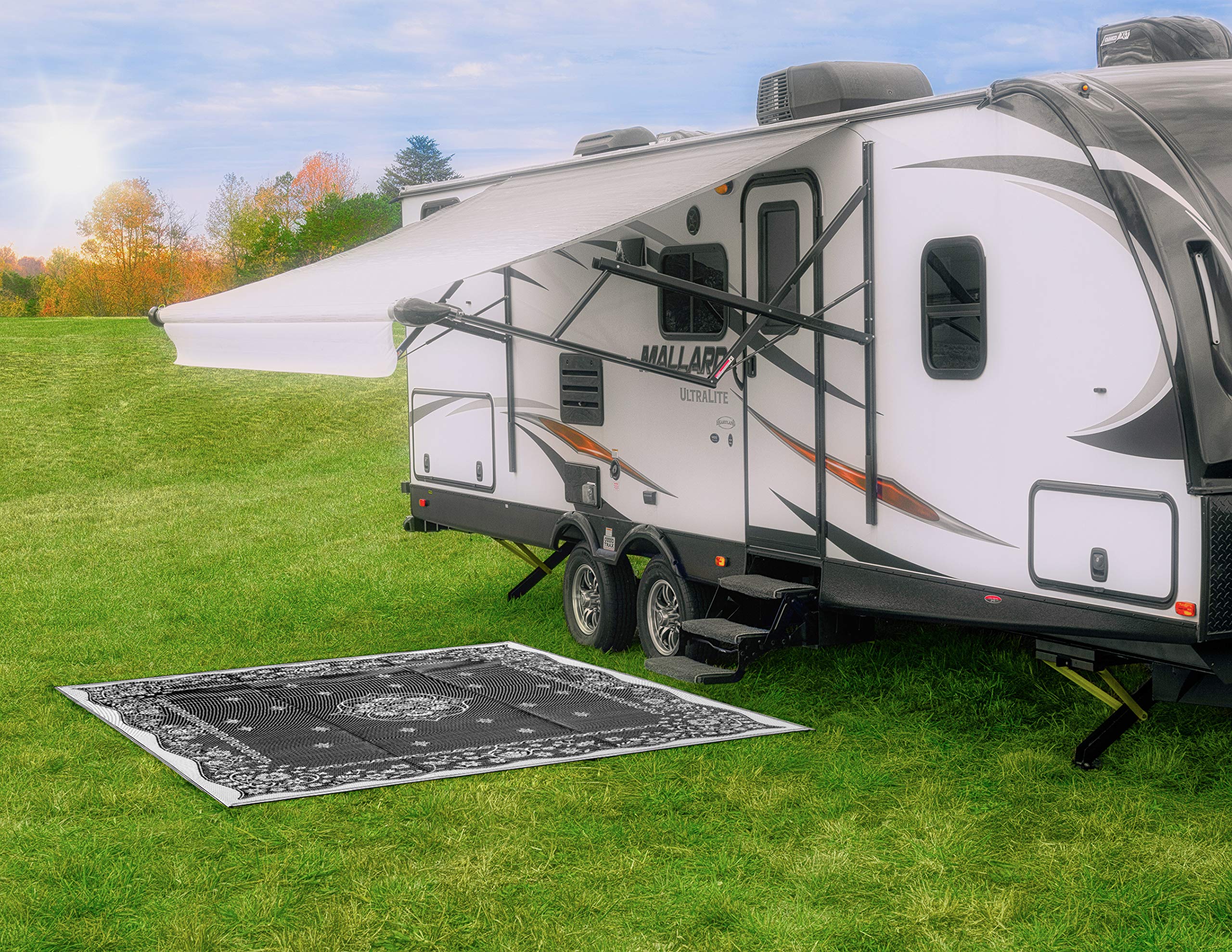 Oriental Awning Camco Leisure Mat-Charcoal 9' X 12'