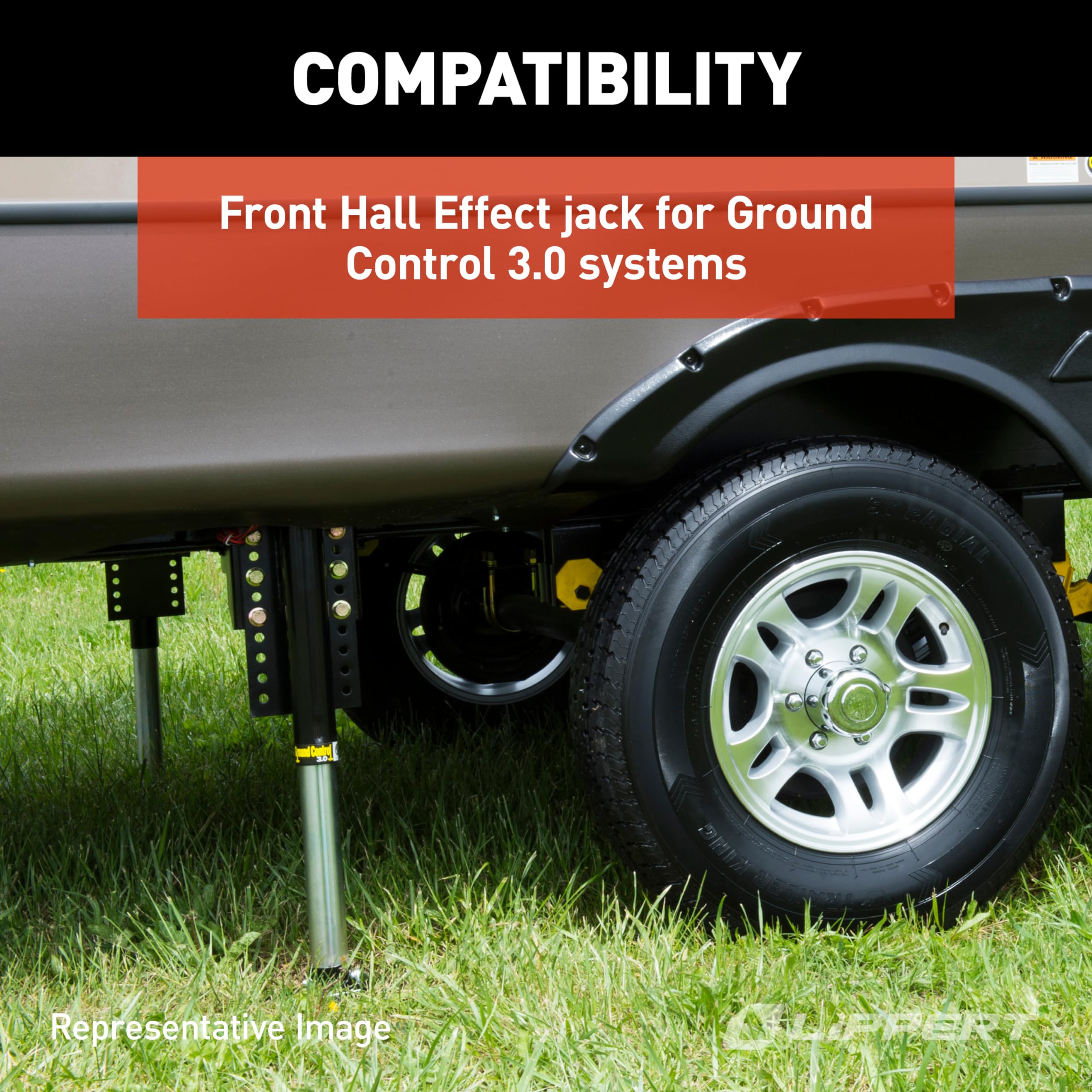 Lippert 5th Wheel Ground Control 3.0 Automatic RV Leveling System Front Hall Effect Jack for Right or Left Leg Replacement with 5,000-lb. Load Capacity - 305340