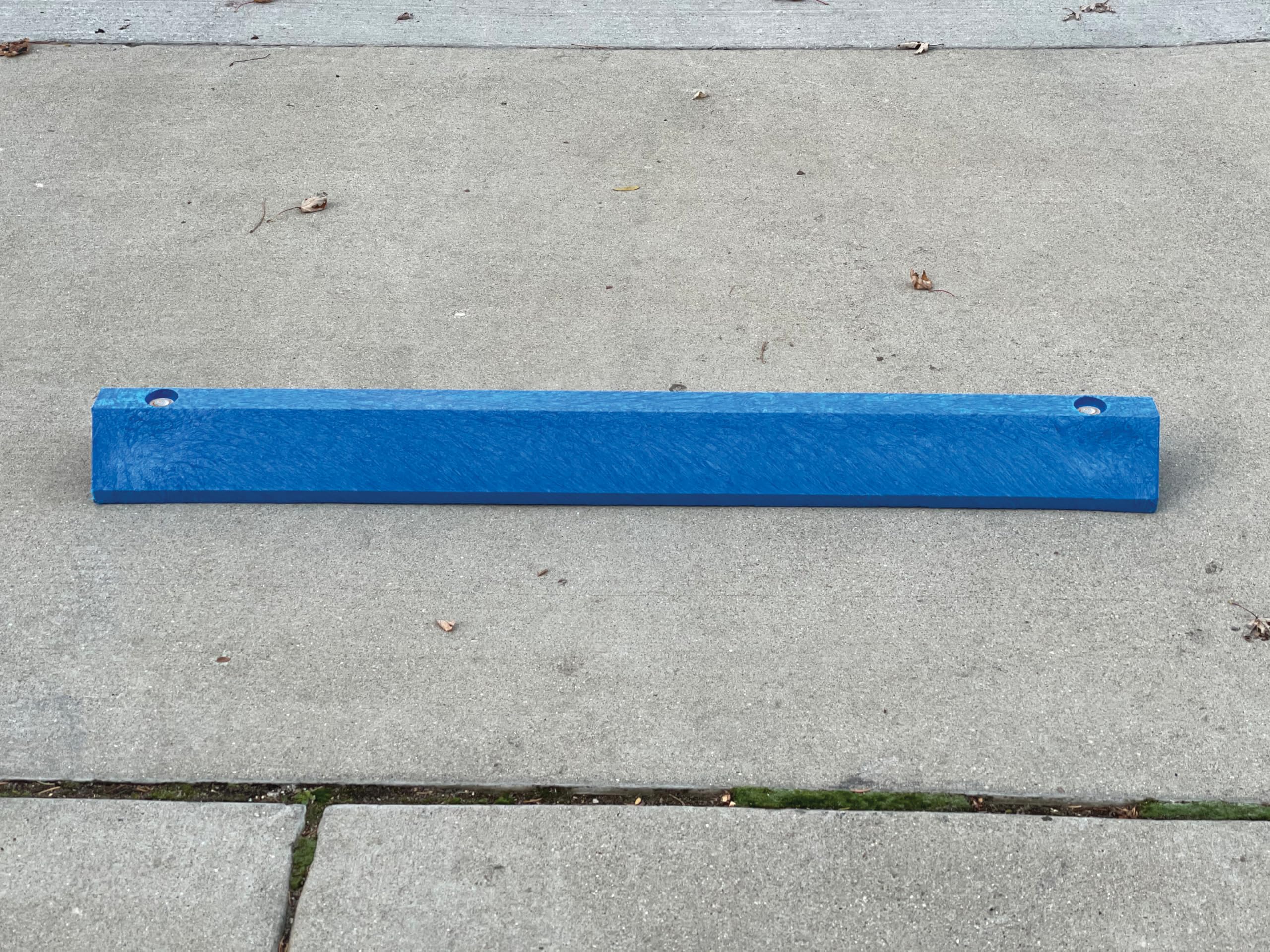 6 Foot Long Eagle High Density Polyethylene Plastic Parking Stop with Anchor Kit, 72" x 8" x 4", Blue, 1790B