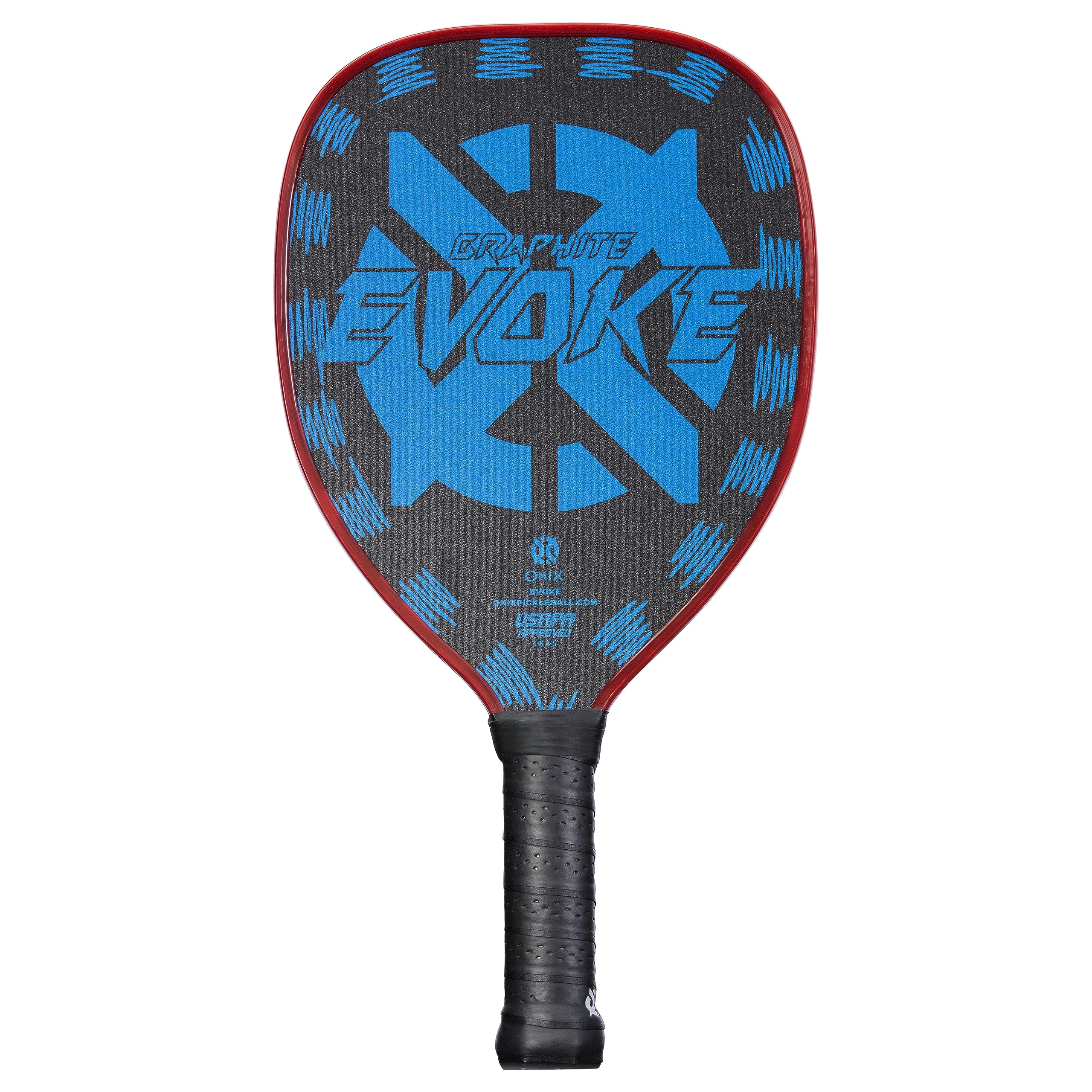 Graphite Onix Evoke Tear Drop Pickleball Paddle Features Tear Drop Shape, Polypropylene Core, and Graphite Face, Blue