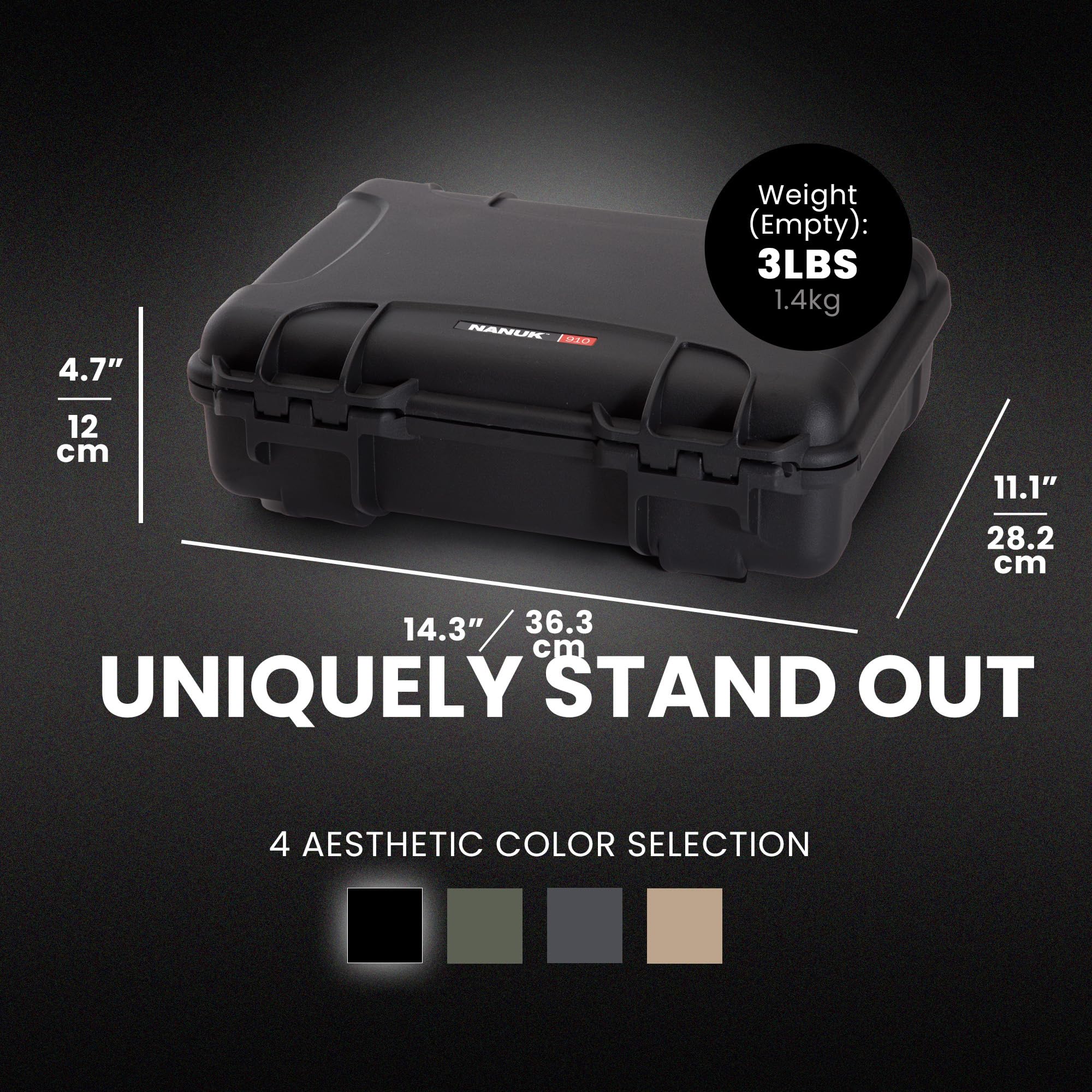 NANUK 910 Hard Case with Custom Foam Insert 2 UP for Glock, IP67 Waterproof & Crushproof, Rugged Construction for Ultimate Protection, Made in North America – Black (14.3” x 11.1” x 4.7”)
