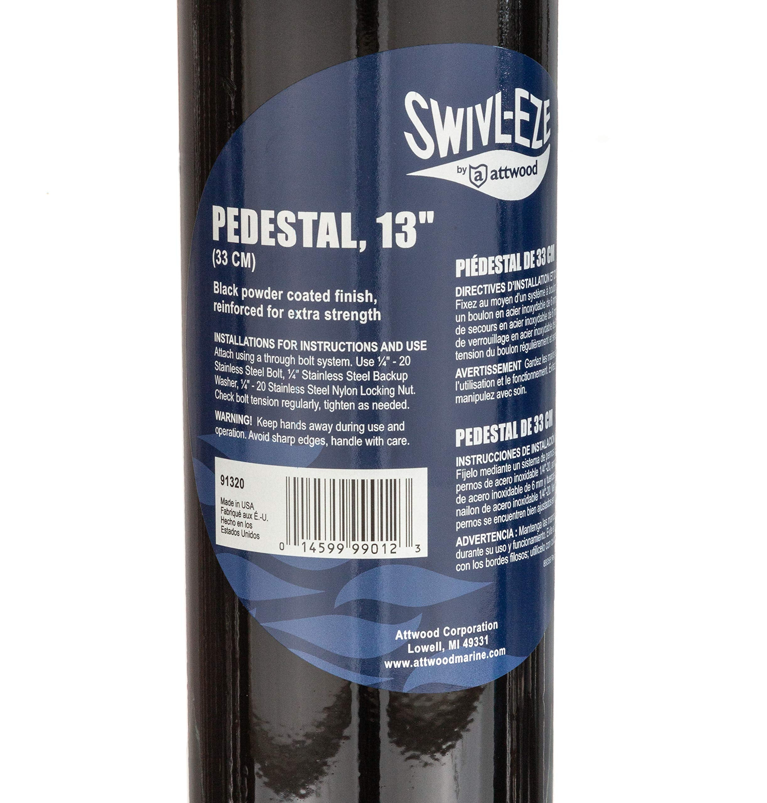Swivl-Eze Boat Seat Pedestal 91320 with Black Powder-Coated Finish, 13-Inch
