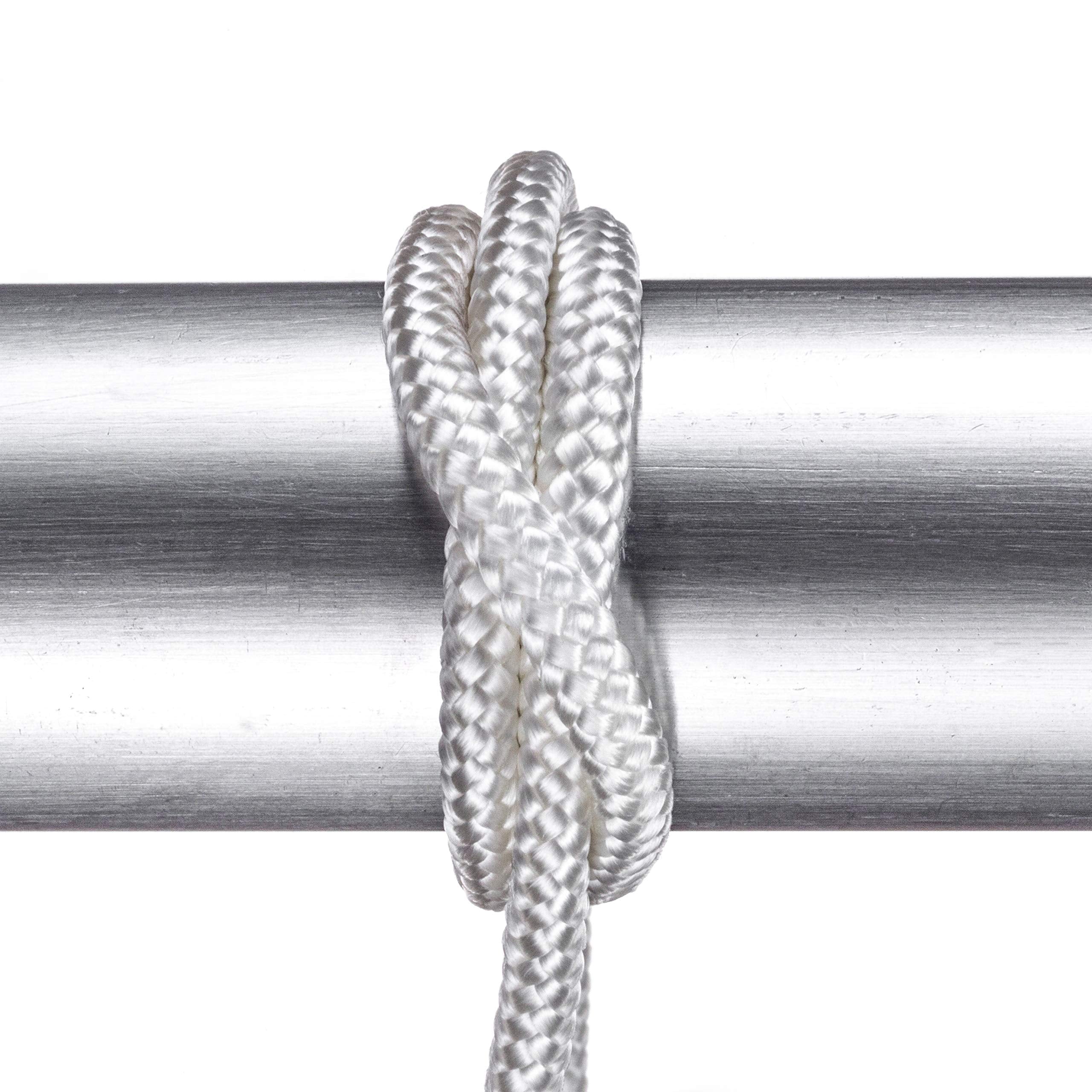 Diamond Braided Attwood Nylon Rope, ¼-Inch Thick, 50 Feet Long, White, Multifilament Fiber Construction