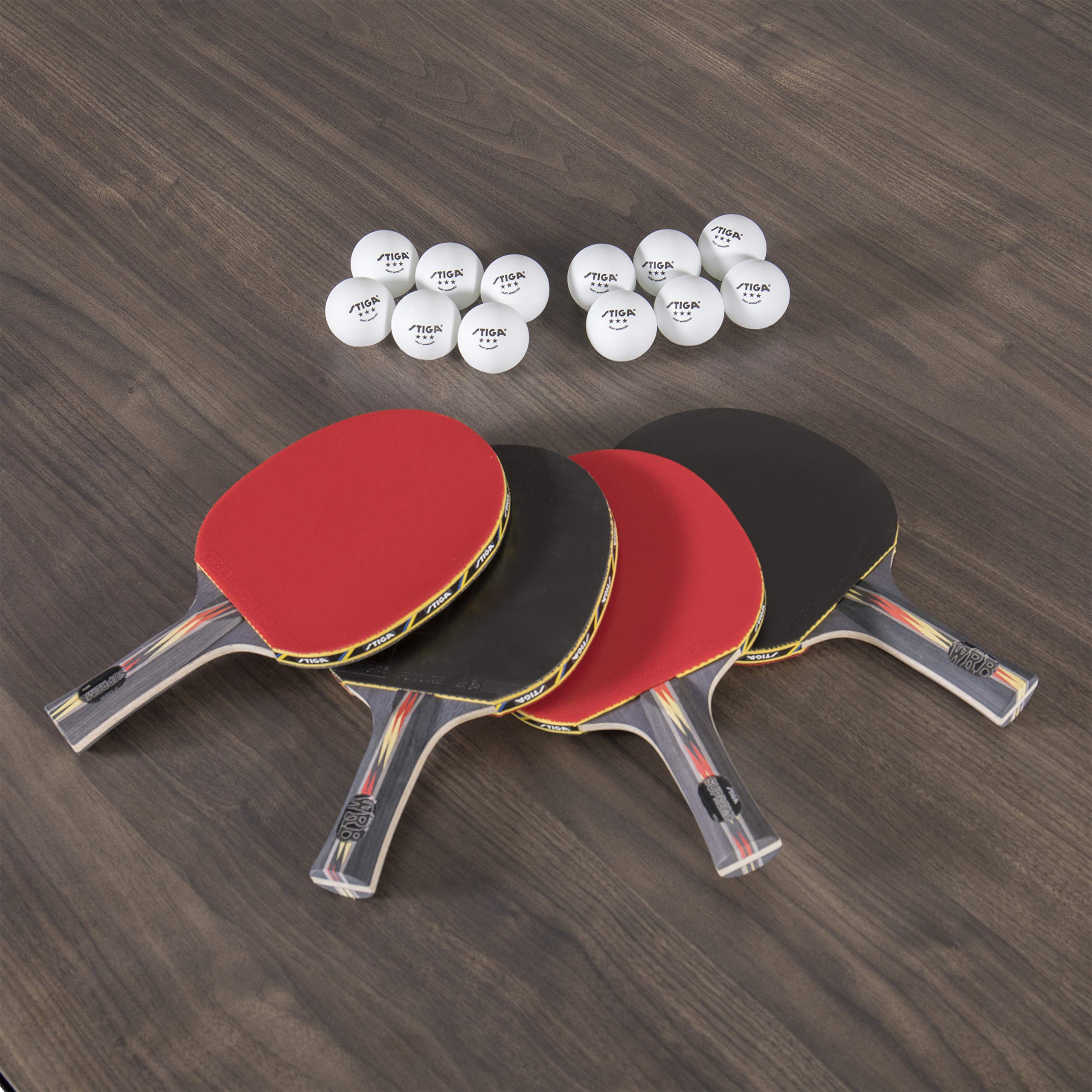 STIGA 3-in-1 Dining, Conference and Hybrid Table Tennis Table – White Base with Walnut Finished Top