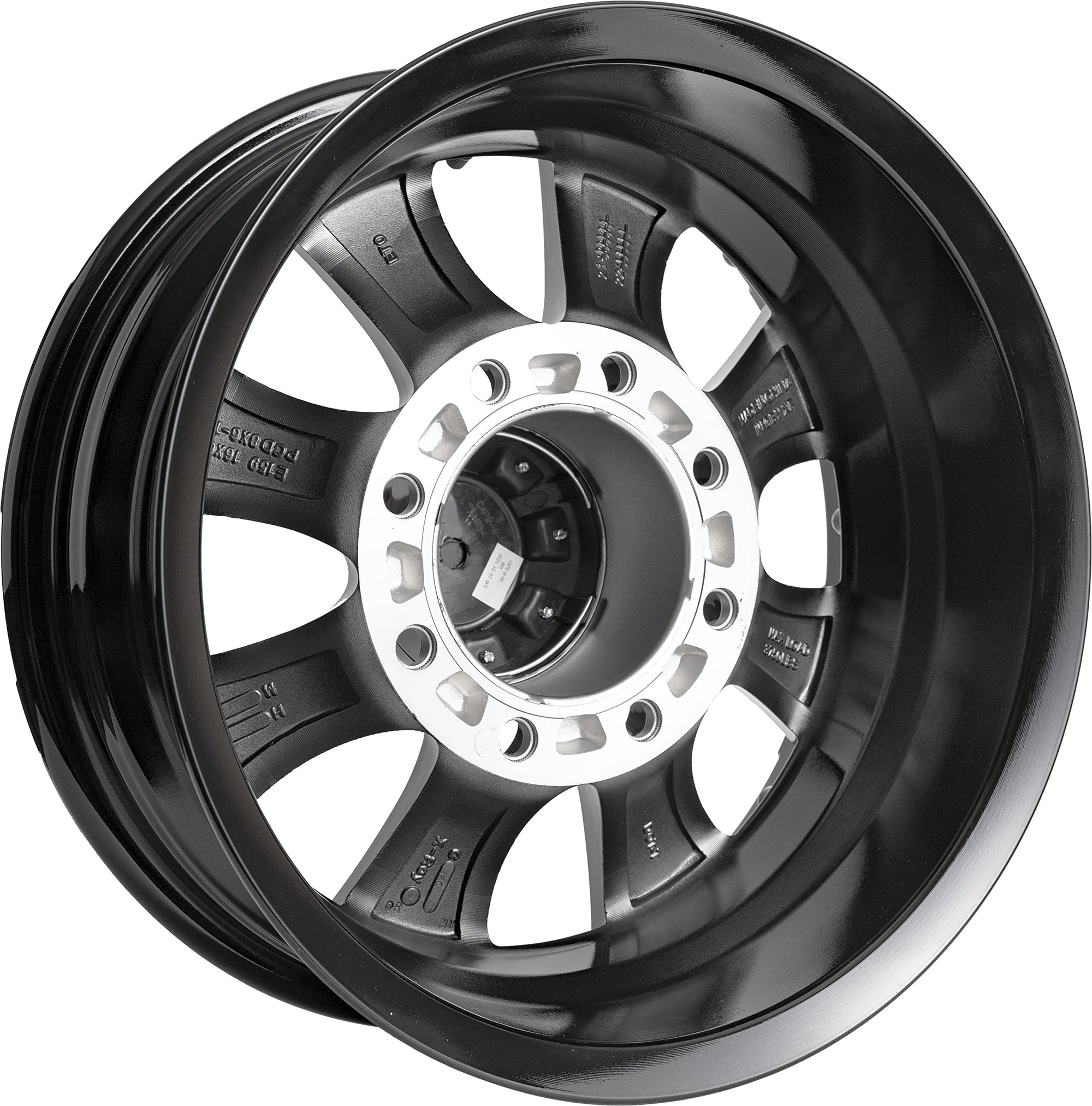 16" x 6" Viking Series 8 On 6.5 Machined Lip and Face Gloss Black Finish Aluminum Wheel with Black Cap Updated sku WA-16060865-BMBB-13736-2