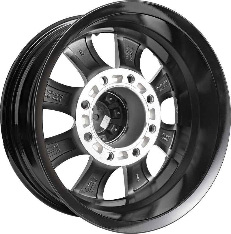 16" x 6" Viking Series 8 On 6.5 Machined Lip and Face Gloss Black Finish Aluminum Wheel with Black Cap Updated sku WA-16060865-BMBB-13736-2