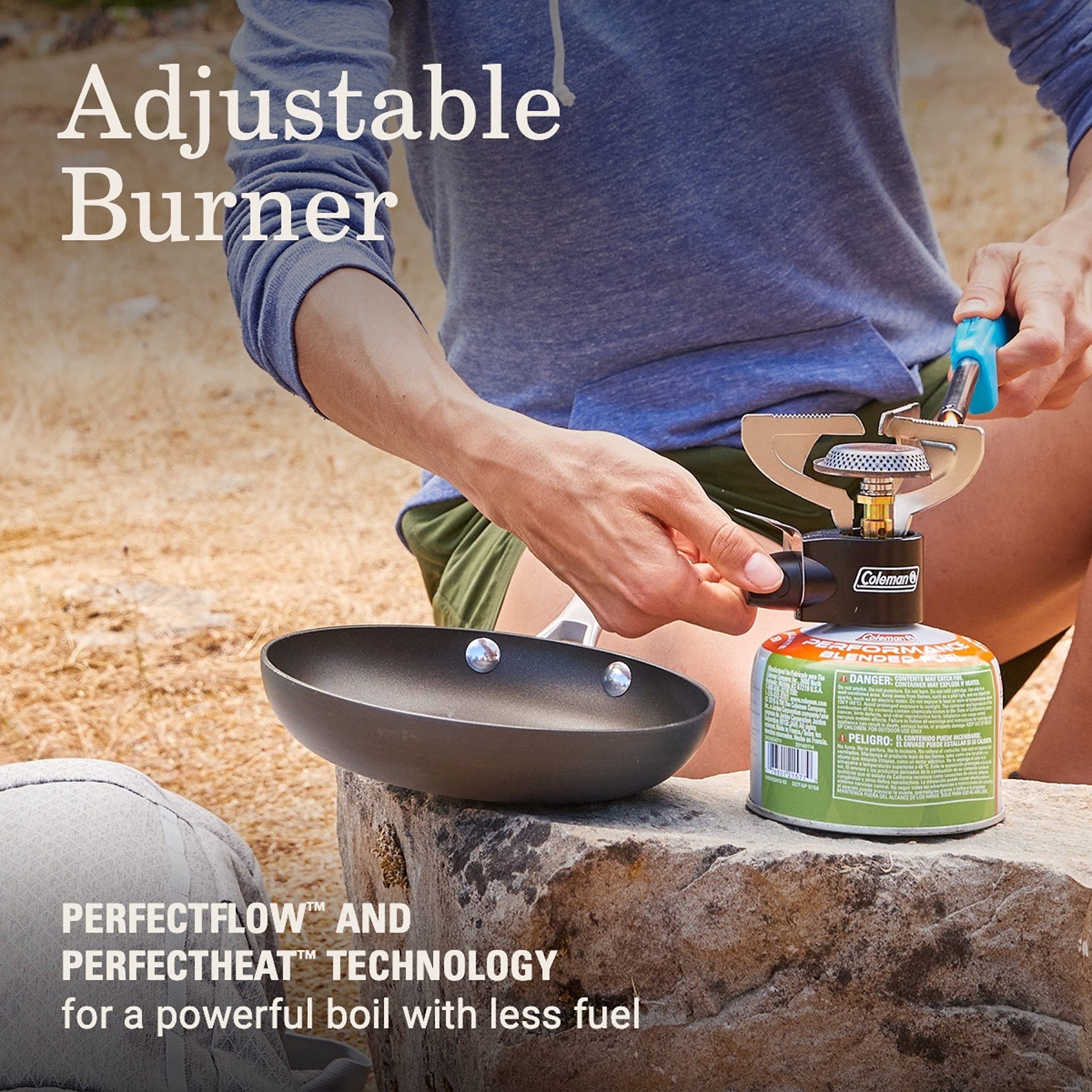 Coleman 1-Burner Classic Portable Backpacking Stove, Lightweight Camp Stove with Adjustable Burner, PerfectFlow Pressure Control, Ten Thousand BTUs Power - Ideal for Camping, Backpacking, Tailgating