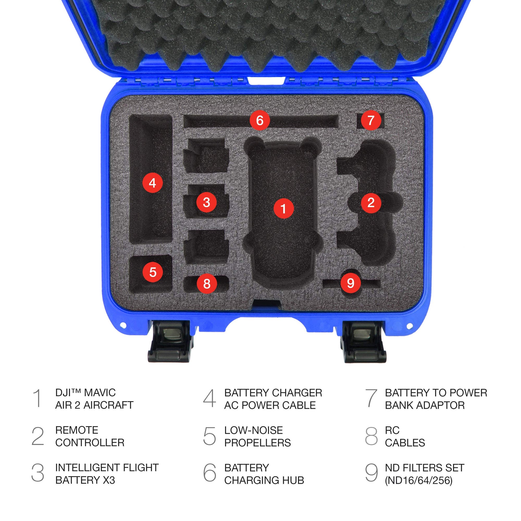 Waterproof Nanuk 915 Hard Case with Foam Insert for DJI Mavic Air 2 - Blue