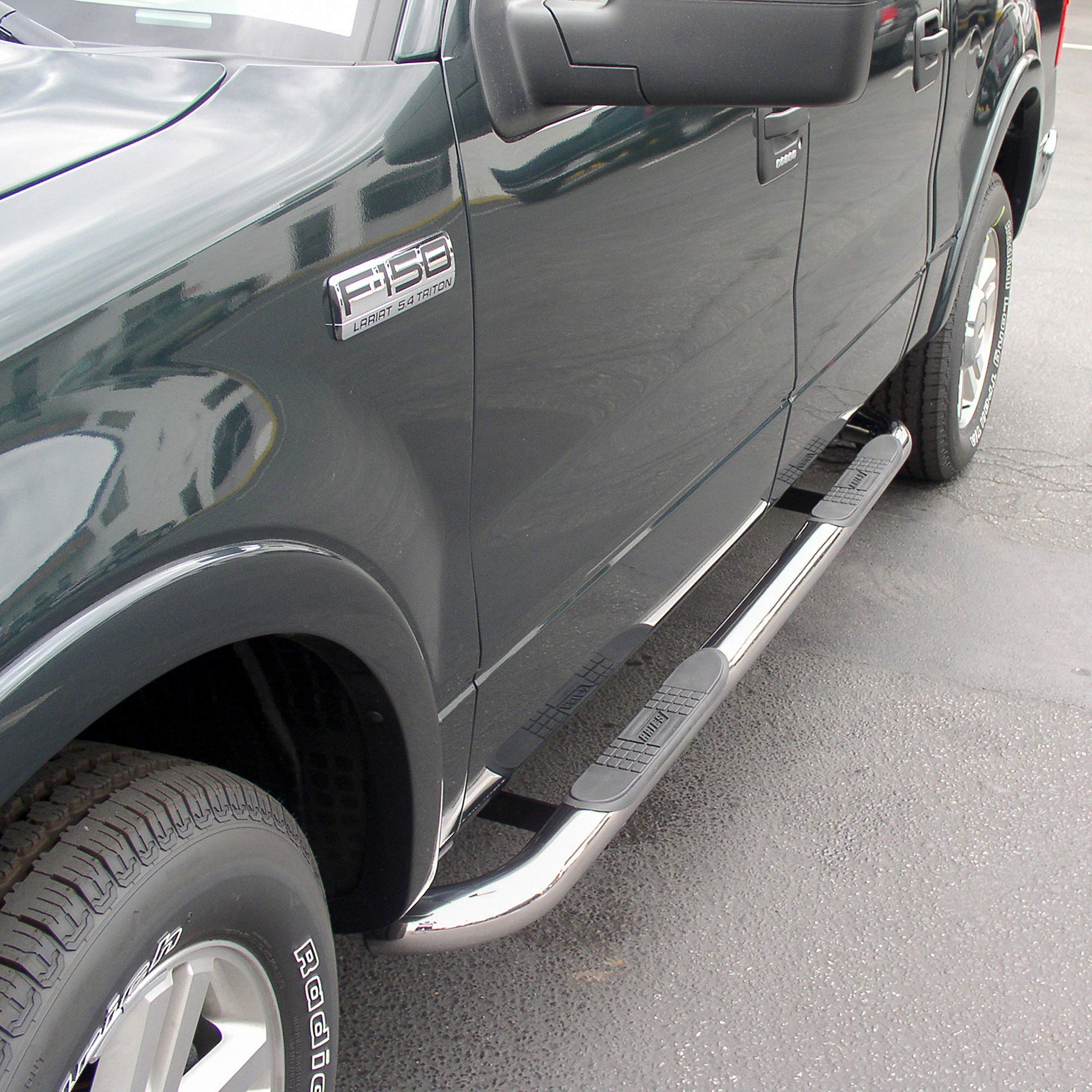 3-Inch Round Polished Stainless Steel Nerf Bars ARIES 203015-2, No-Drill, Fits Select Ford F-150, Lincoln Mark LT