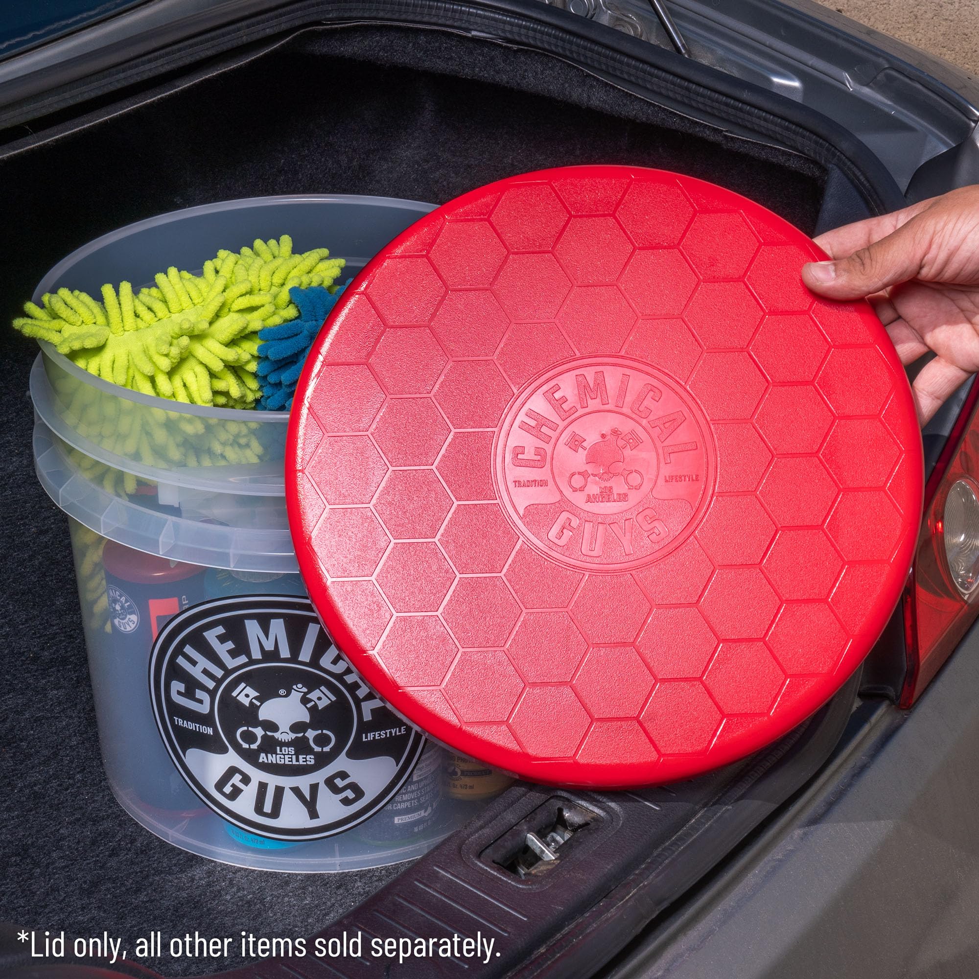 Chemical Guys Car Wash Bucket Lid IAI518, Red (Can Be Used as Seat, Storage, Etc) - Fits Chemical Guys Bucket & Other Standard Buckets; Bucket Not Included