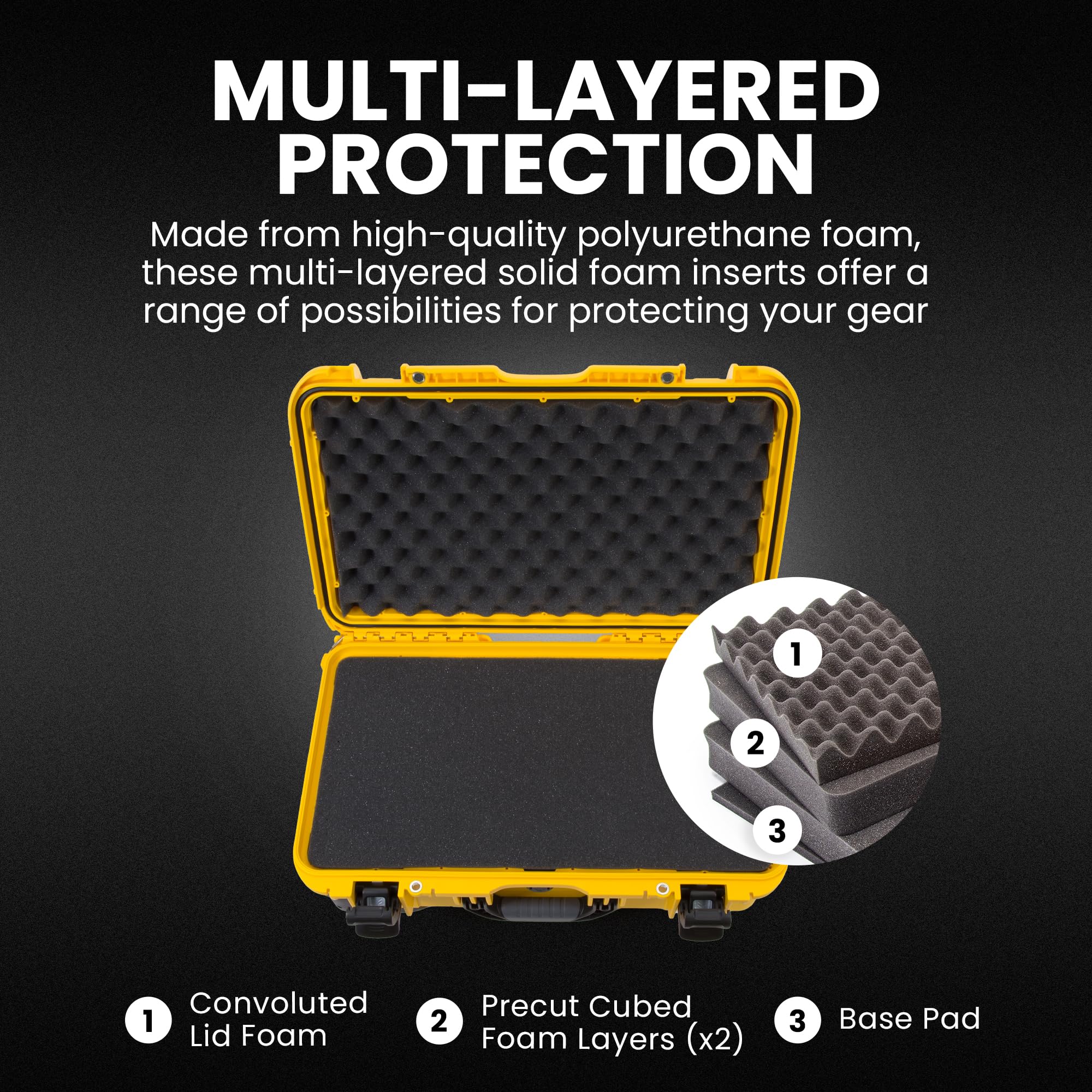 Hard Case NANUK 935 with Cubed Foam – Waterproof Protective Equipment Case with Wheels, 22” x 14” x 9” – Dustproof and Impact Resistant, Airline Carry-On Approved – Yellow