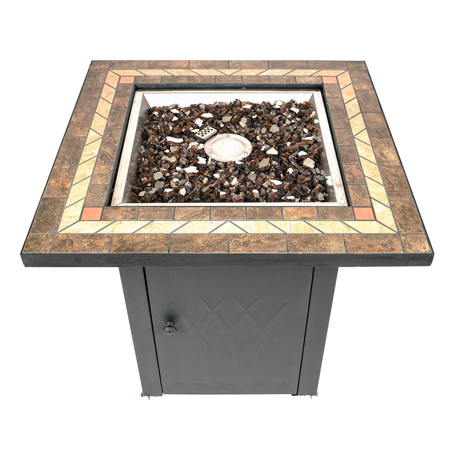 GHP Group Pleasant Hearth OFG824T Atlantis Table Gas Fire Pit, Matte Black/Tile Top