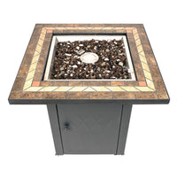 GHP Group Pleasant Hearth OFG824T Atlantis Table Gas Fire Pit, Matte Black/Tile Top