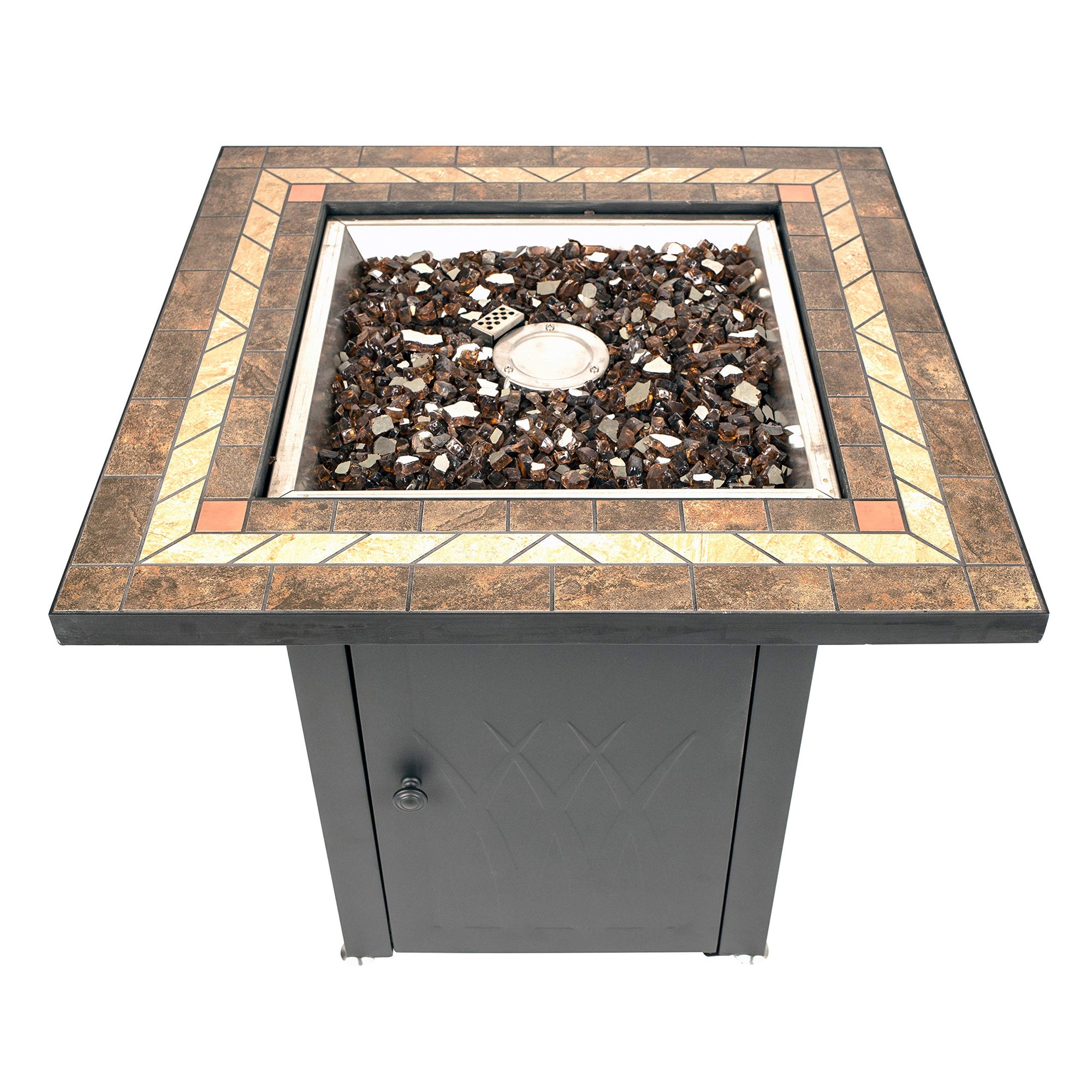 GHP Group Pleasant Hearth OFG824T Atlantis Table Gas Fire Pit, Matte Black/Tile Top
