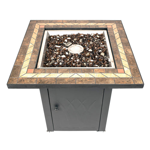 GHP Group Pleasant Hearth OFG824T Atlantis Table Gas Fire Pit, Matte Black/Tile Top