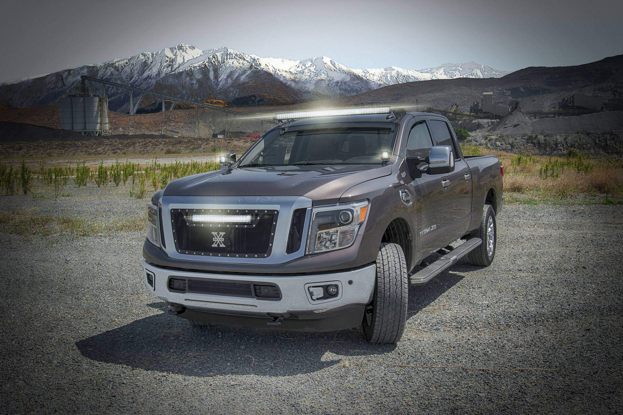 ZROADZ LED Mounting Bracket Ditch Hood Hinge - Compatible w/ 2016-2019 Nissan Titan - to Mount (2) 3 Inch LED Pod Lights - Mild Steel Gloss Black - Bolt-On Easy Installation - PN #Z367581
