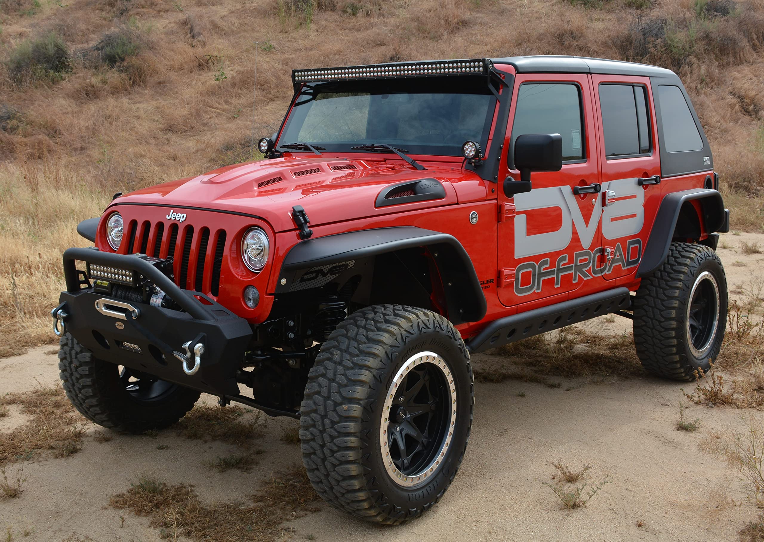DV8 Offroad Heat Dispersion Hood fits Jeep Wrangler JK 2007-2018 | Raised and Vented Center Cowl | Dual-vented for Maximum Air Flow | Under-hood Insulation Included