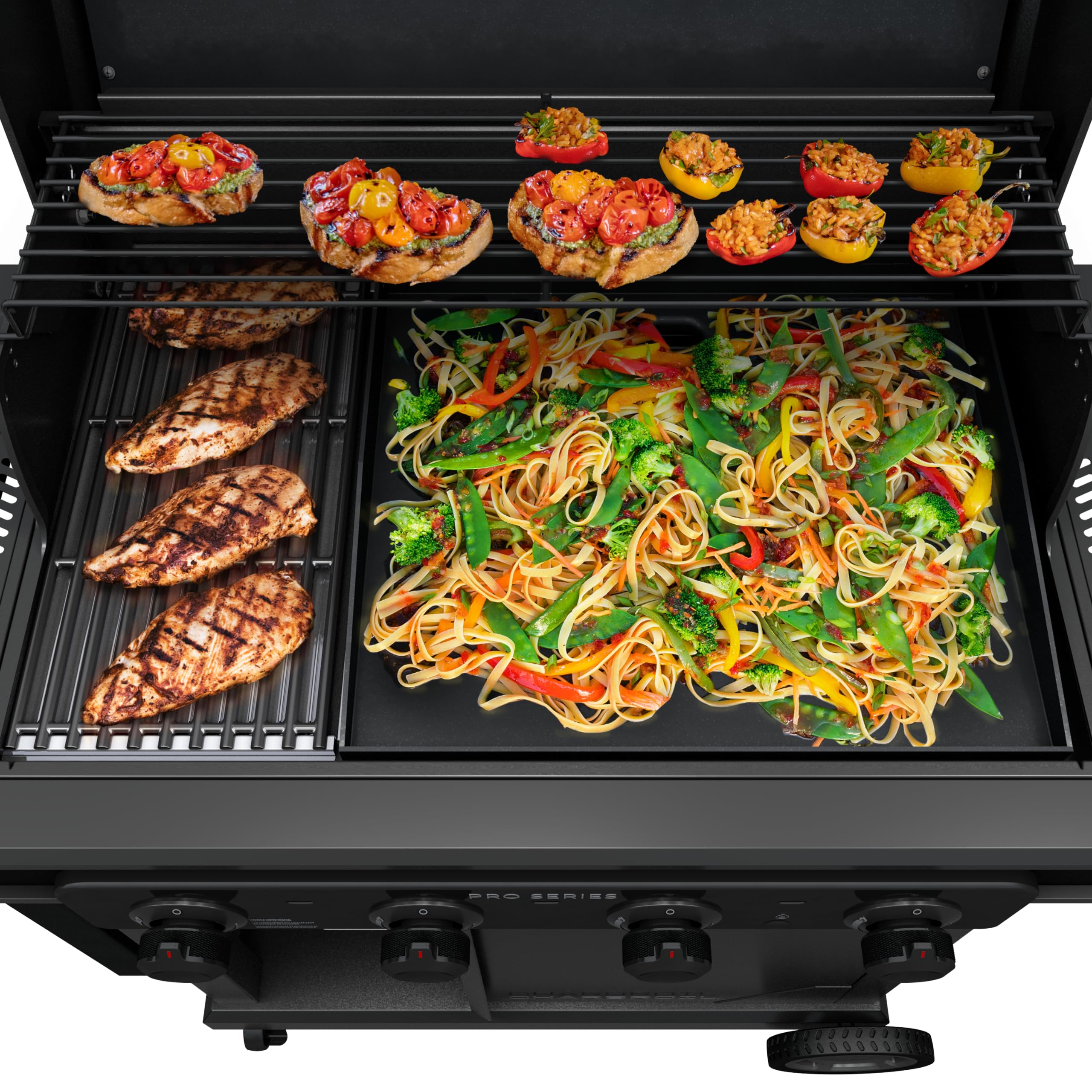 Pro Series Charbroil with Amplifire Infrared Technology 4-Burner Propane Gas Grill Cabinet with Side Burner, Black - 463281024