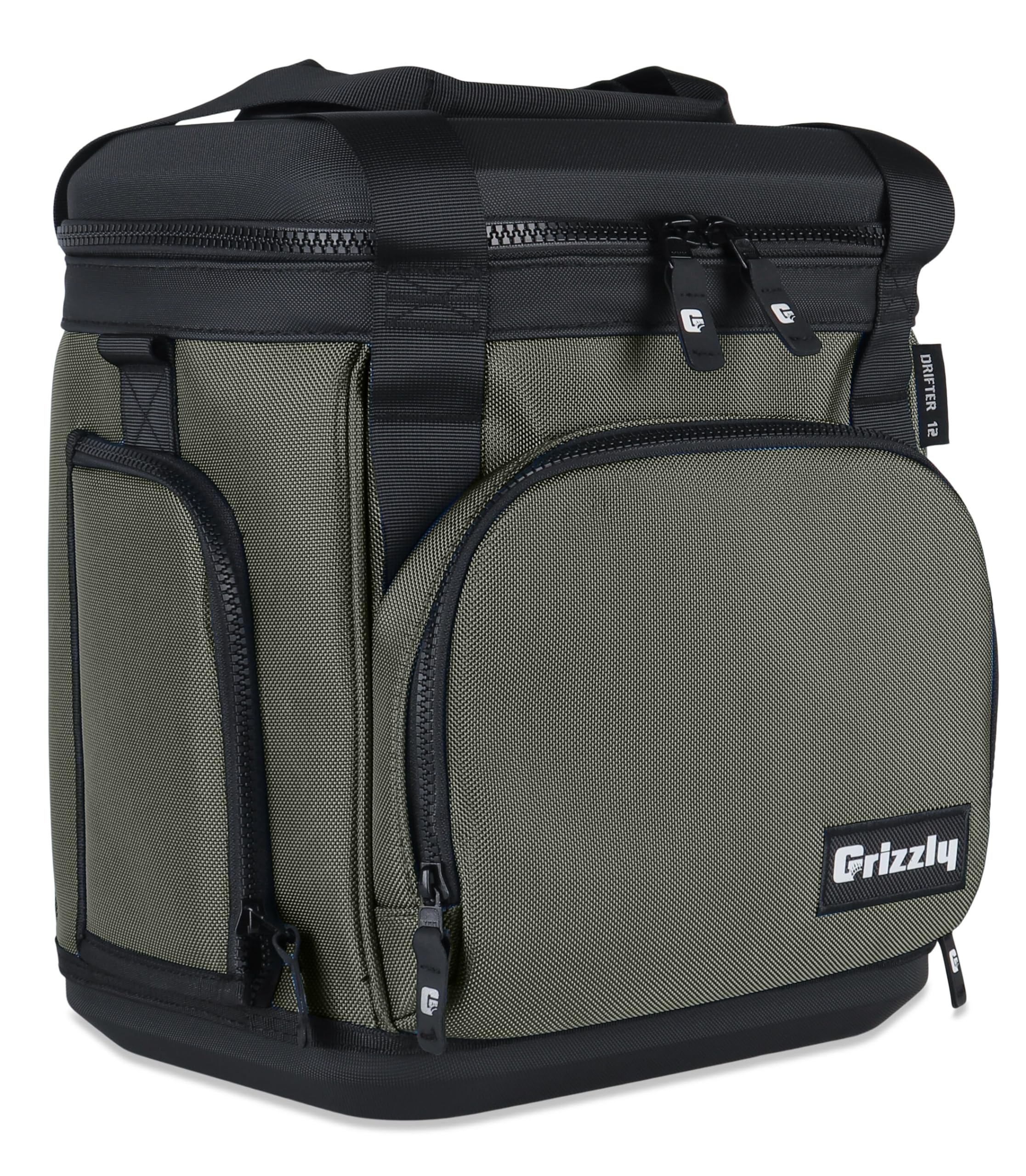12 qt Grizzly Drifter Lunchbox |12 Flip-Top Soft Top Cooler Bag | Ice Chest for Beach Boat Camping Car Fishing Golf Hiking Hunting | Lightweight Portable Insulated Waterproof | Lunar Green