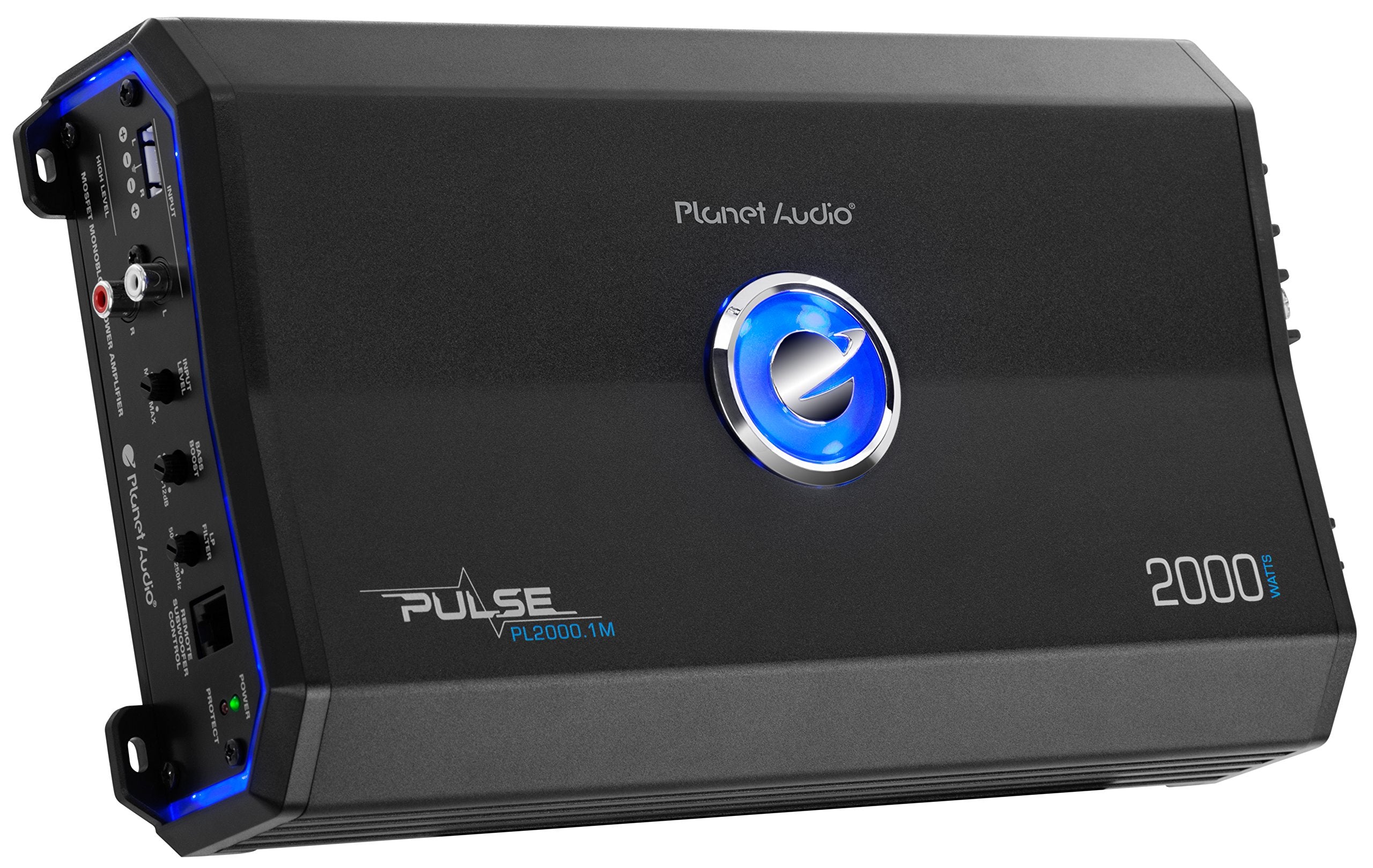 Planet Audio Monoblock PL2000.1M Car Amplifier - 2000 High Output, Low/High Level Inputs, Low Pass Crossover, MOSFET, Hook Up to Subwoofer for Bass