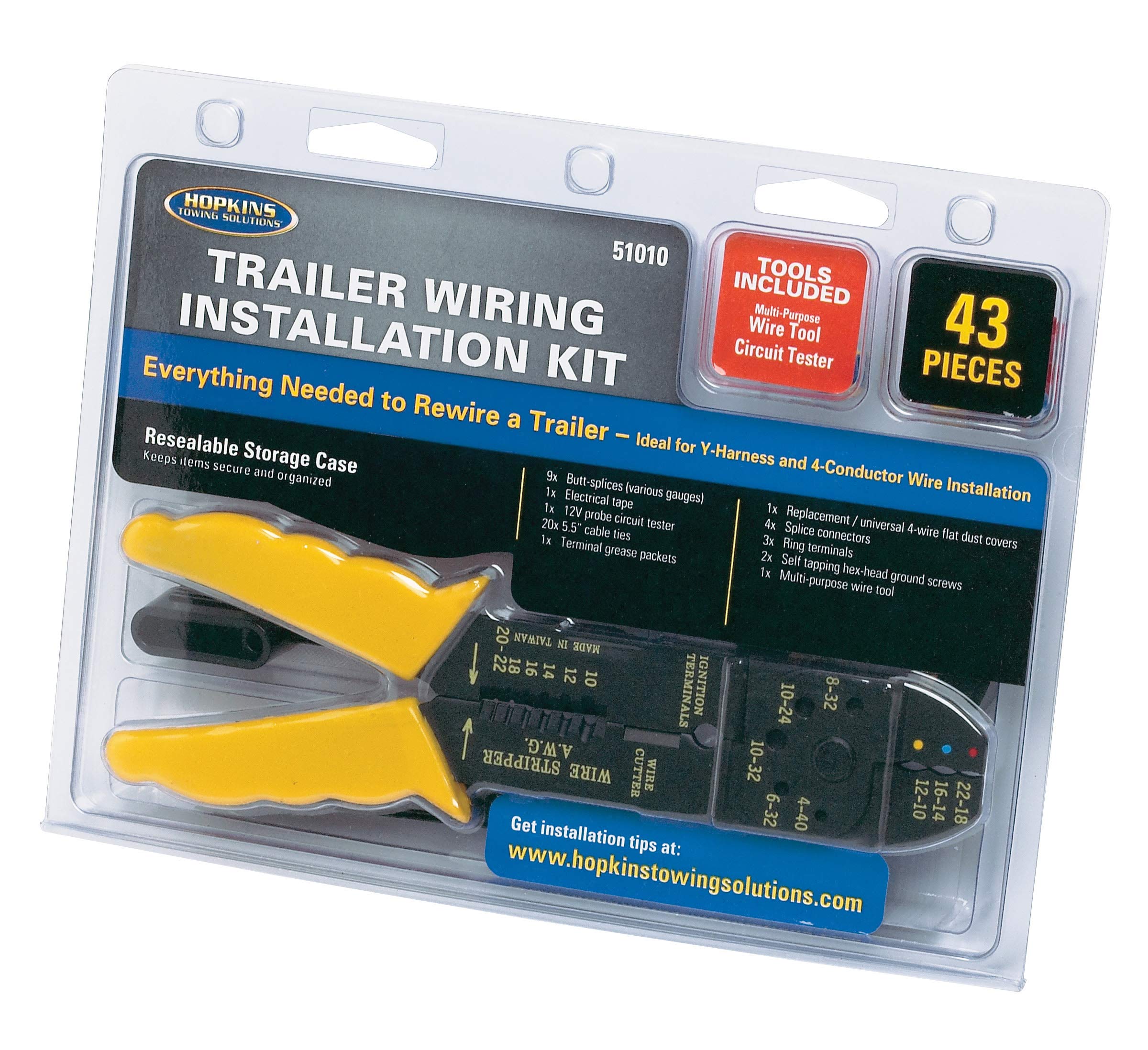 Trailer Wiring Kit Hopkins Towing Solutions 51010 with Wire Tool - 43 Piece