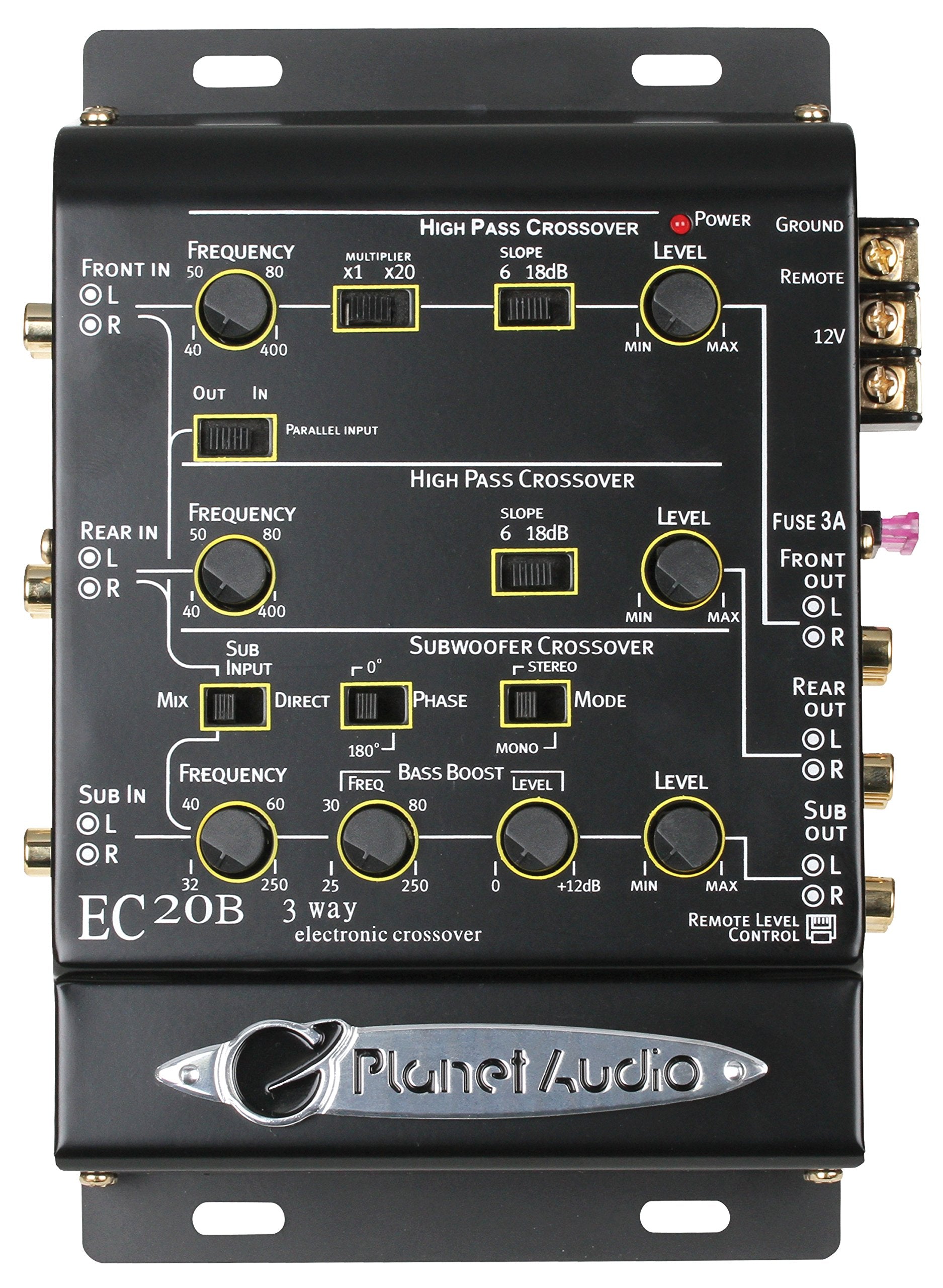 Car Electronic Crossover Planet Audio EC20B – 3 Way, Pre-amp, Fine Tune Your High-Mid-Low Range Speaker Frequencies, Equalizer, DPS Audio Processor