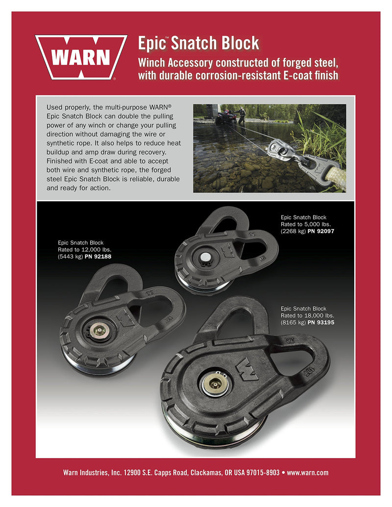 Epic WARN Multi-Purpose Snatch Block, 2.75 Ton (5,500 lb) Capacity