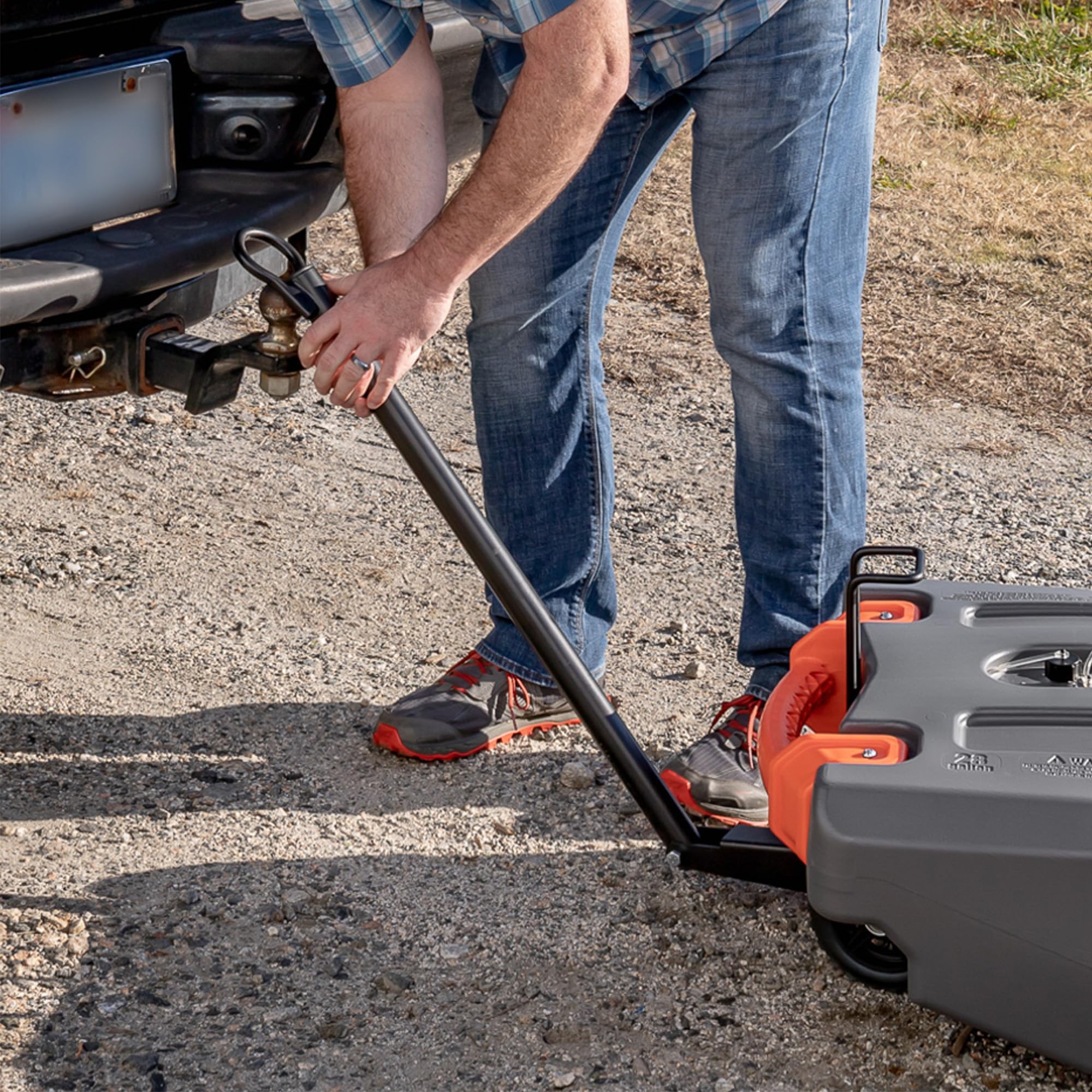 Camco Steerable Wheel Kit for 28 & 36-Gallon Rhino RV Tote Tanks - Features No-Flat Front Steerable Wheels, 24" Tow Bar & More RV Accessories (39011)