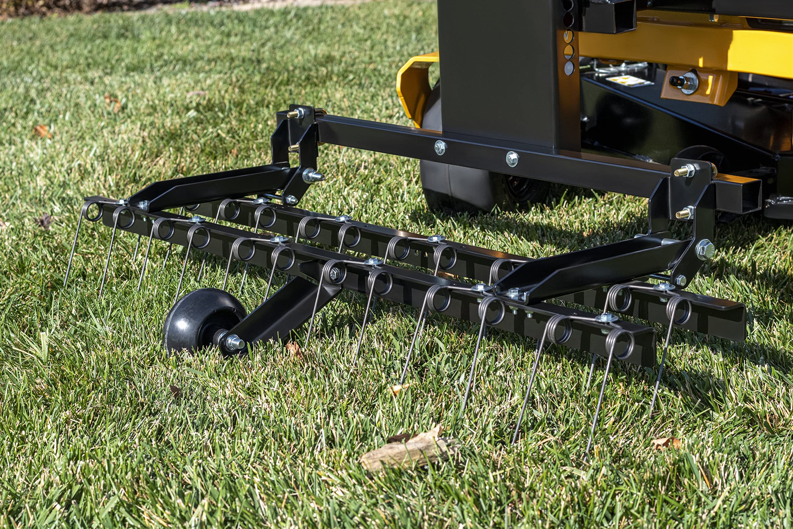 48" Agri-Fab 45-0629 Zero Turn Riding Lawn Mower Front Mount Dethatcher Attachment; 24 Durable Spring Tines, Penetrates and Turns Up Dried Grass, Weeds