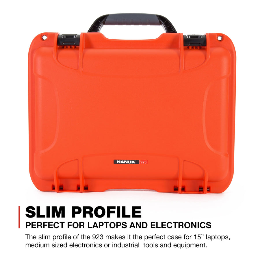 Waterproof Nanuk 923 Hard Case with Padded Dividers and Incorporated TSA Approved Travel Lock Latches - Orange