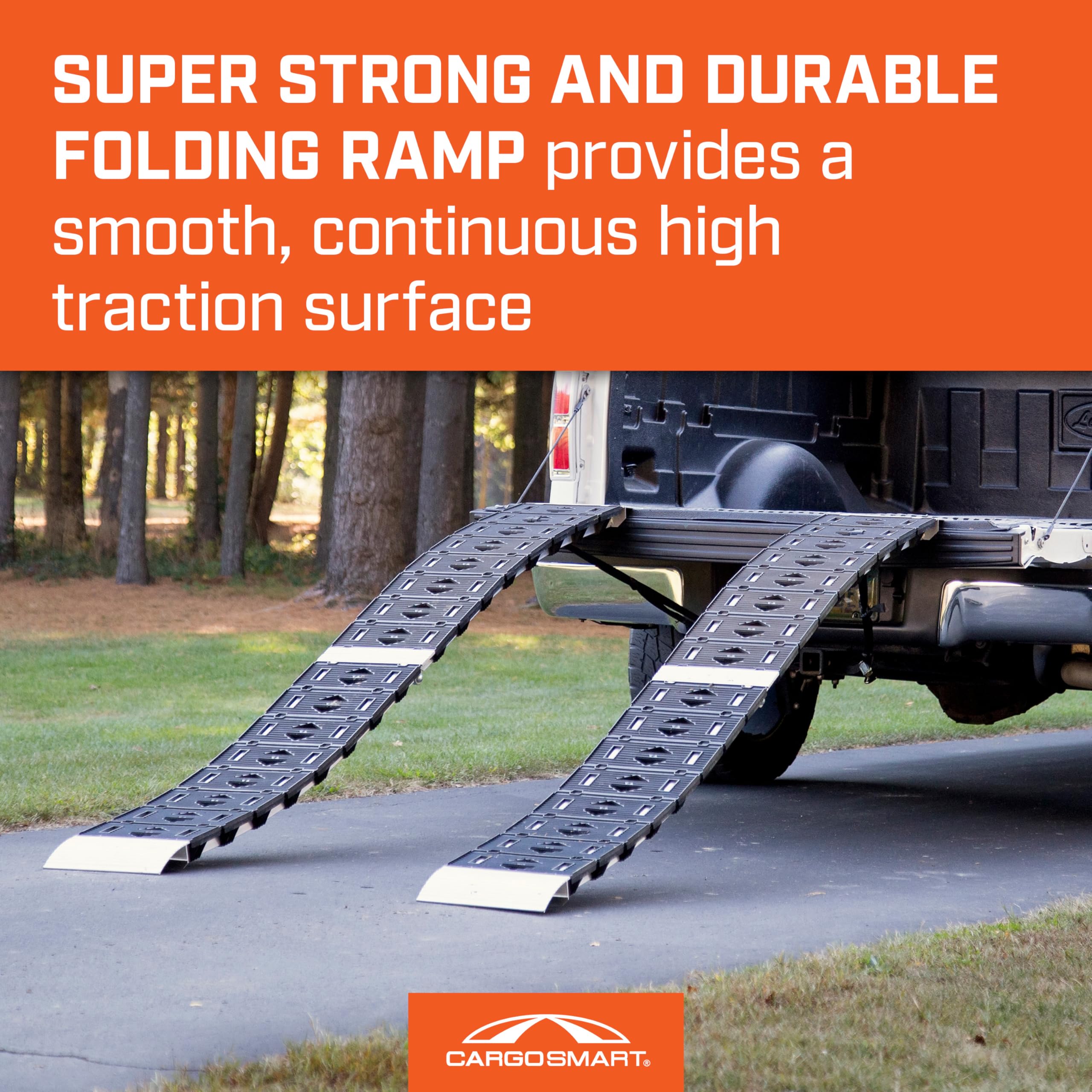 Hybrid S-Curve Centerfold Ramp CARGOSMART 3086, For Use Easily And Safely Loading & Unloading Lawn Equipment, Motorcycles, ATVs, 750 Lb Per Ramp Capacity, Black, 1-Pack