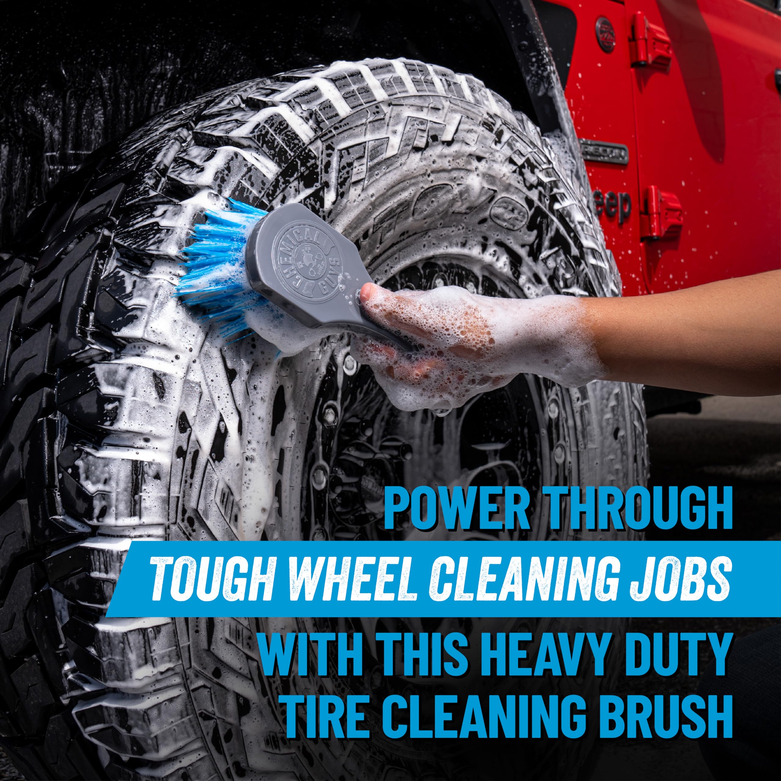Chemical Guys Big Blue Stiffy ACCG05 Heavy Duty Tire & Upholstery Cleaning Brush, (Safe for Cars, Trucks, SUVs, RVs, Motorcycles, & More) Blue