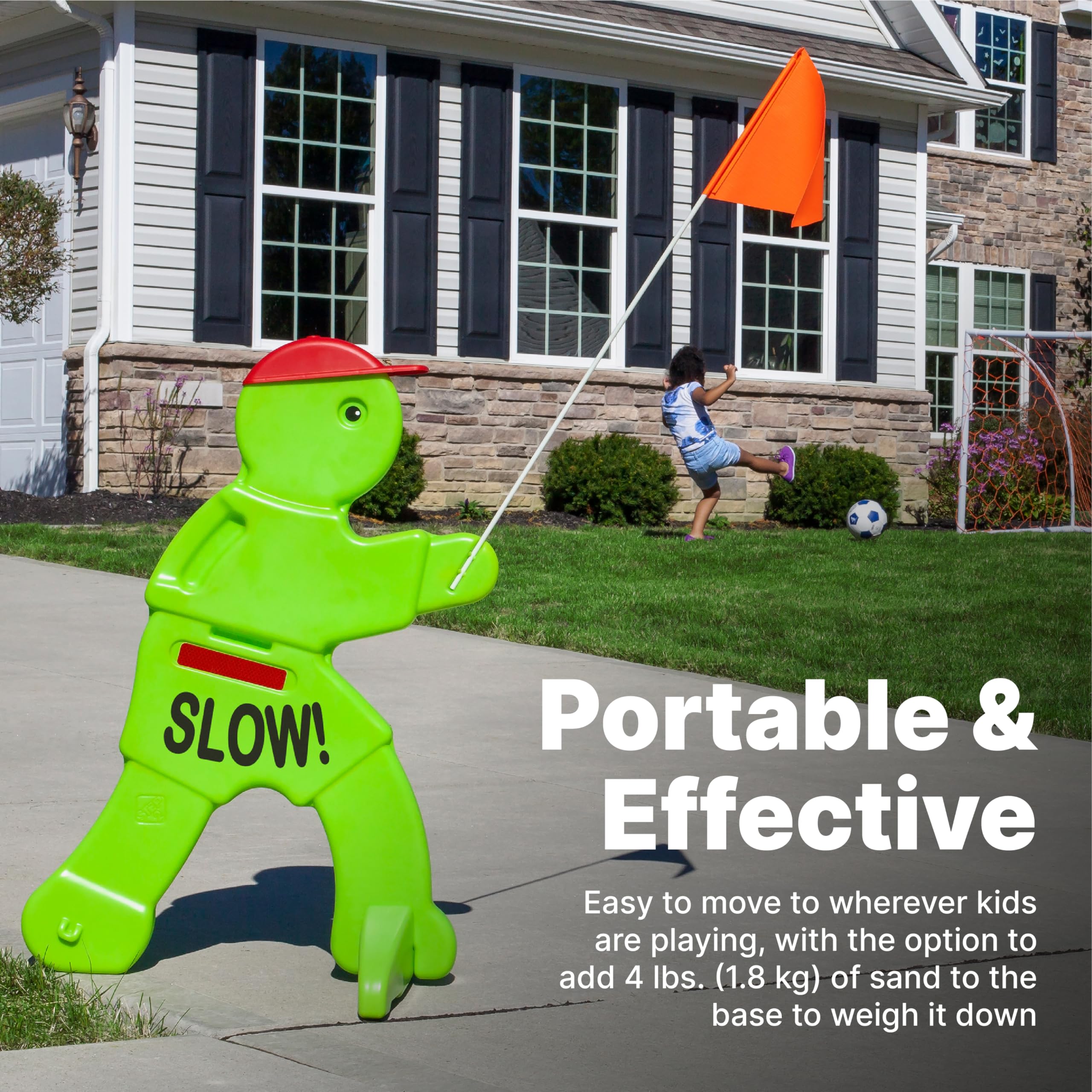 Step2 Kid Alert Safety Sign Street, Kids at Play Signage for Neighborhood Safety, 32-Inch Tall Reflective Caution Sign with Warning Flag