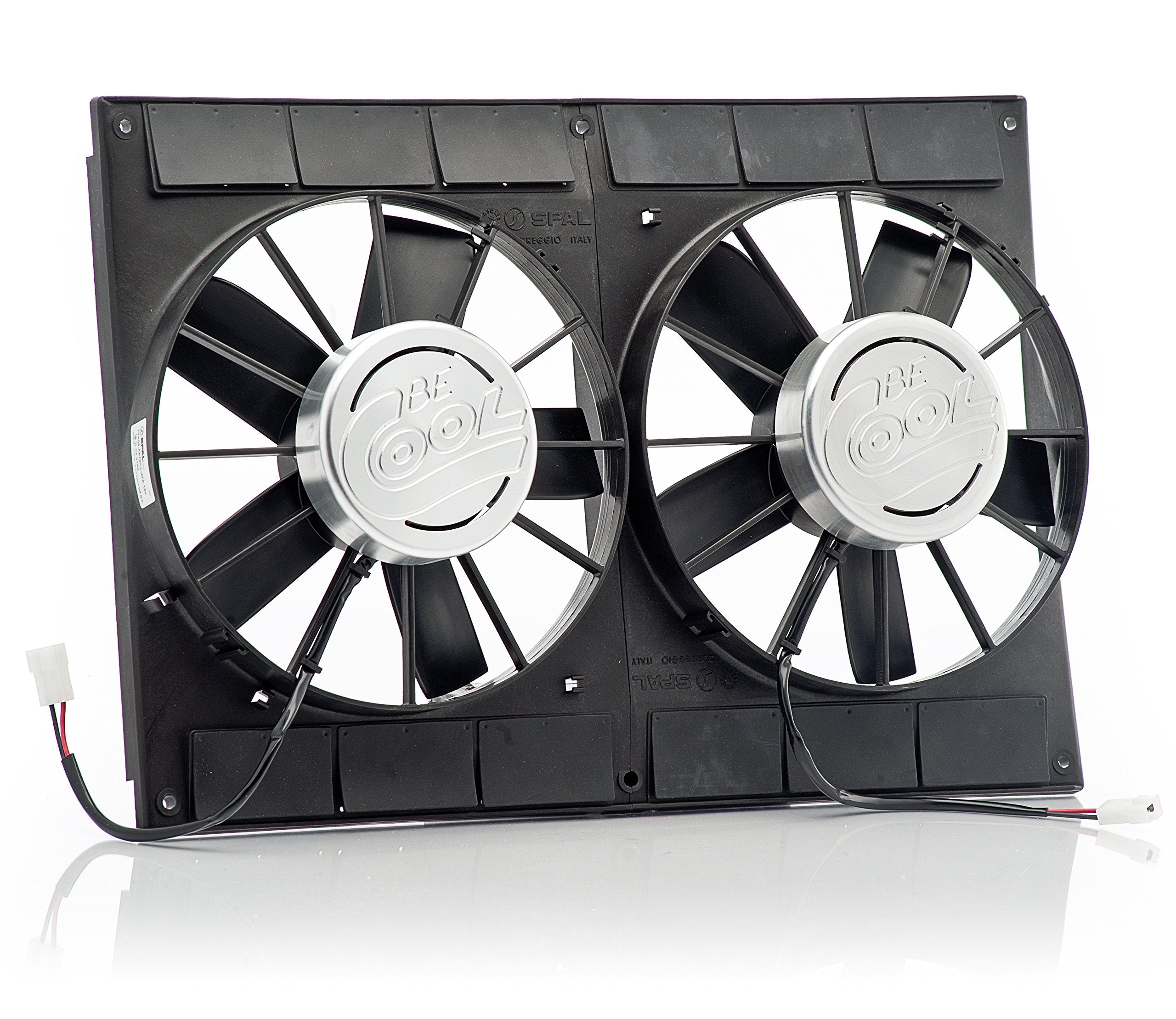 Be Cool 75207 Euro-Black Aluminator 11" Shroud with Dual Fans (Puller Fans with Billet Covers)