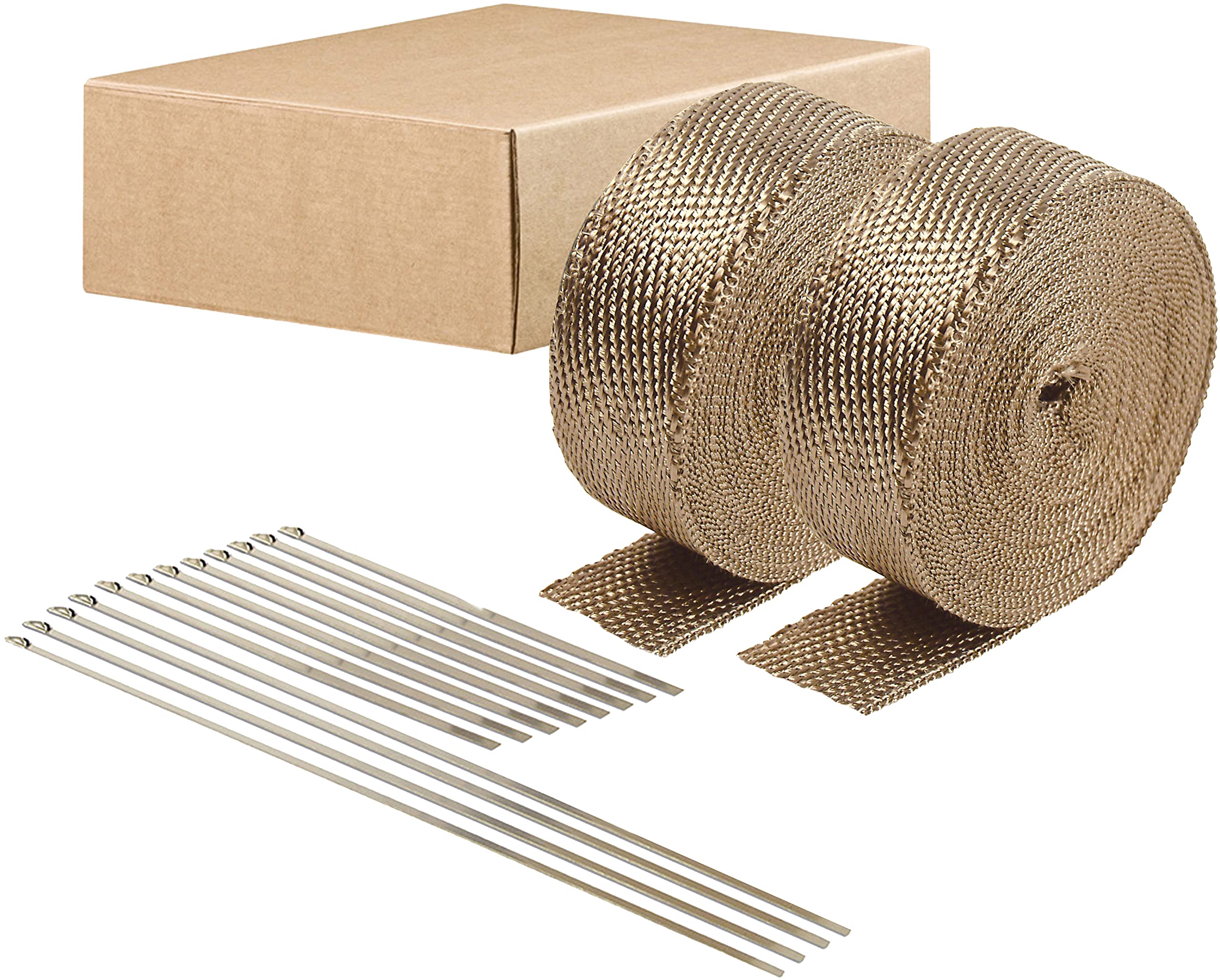 Titanium Exhaust Wrap Kit Design Engineering 95127 - (2) 2" x 50' Rolls and (12) Stainless Steel Locking Ties