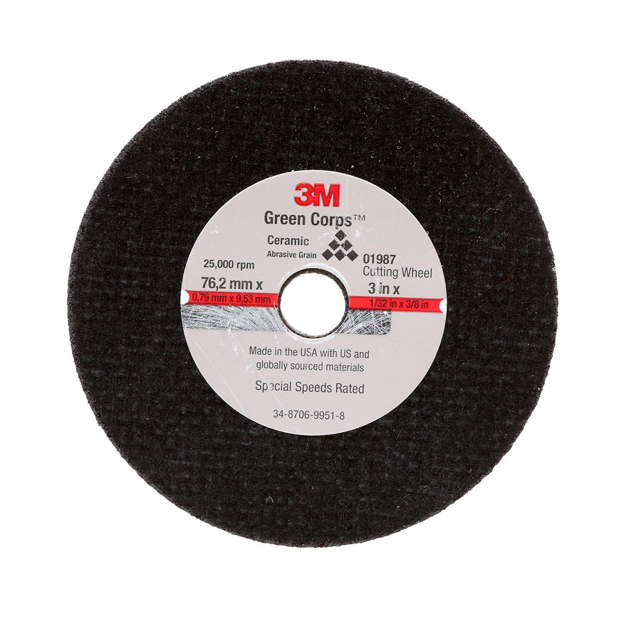 3M Cut-Off Wheel General Purpose, 01987, 3 in x 1/32 in x 3/8 in, 50 per case