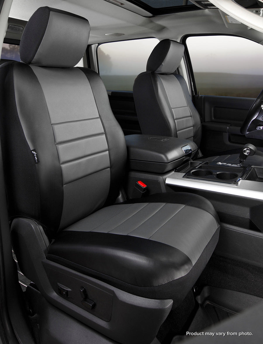 Custom Fit FIA SL68-19 Front Seat Cover Bucket Seats - Leatherette (Black w/Gray Center Panel)