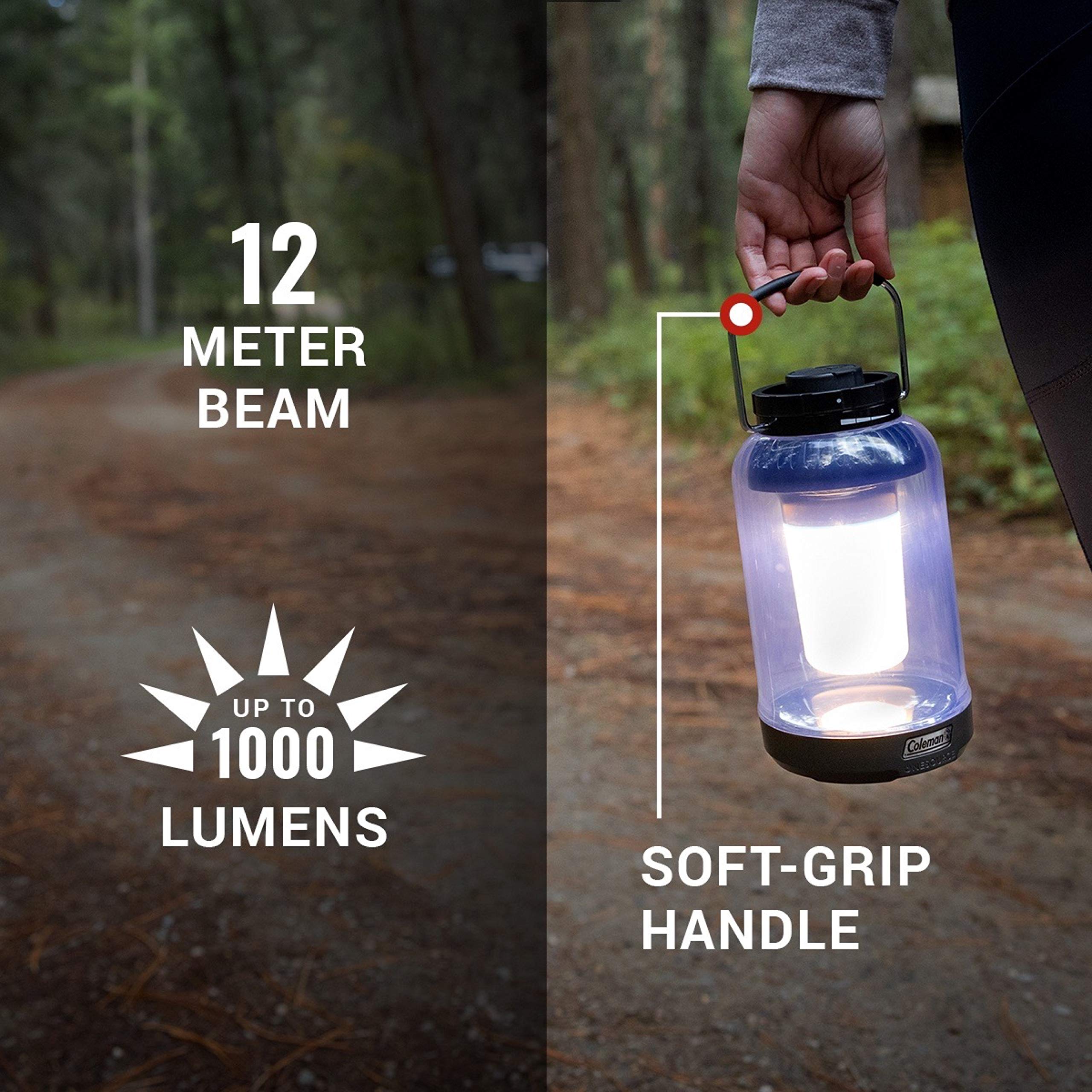 Coleman Rechargeable OneSource Camping Lights, High to Low Adjustable Beam, Durable & Waterproof, Ideal for Emergency, Survival and Outdoor Activities