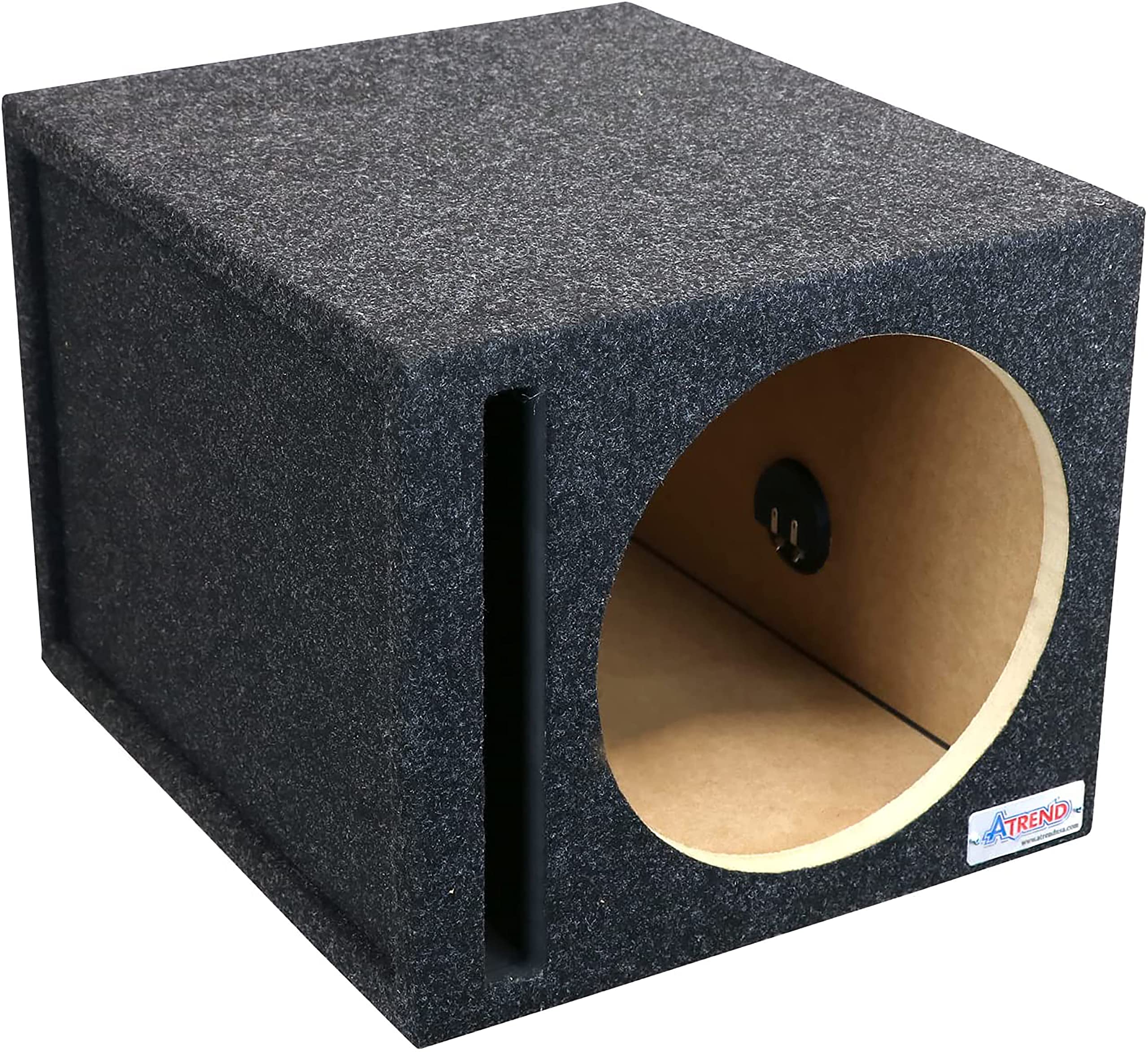 15 Inch Atrend Single Vented Subwoofer Enclosure - Nickel Finish Terminals