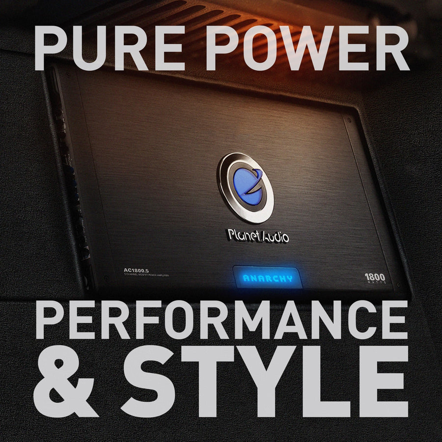 Planet Audio 5 Channel AC1800.5 Car Amplifier - 1800 High Output, High/Low Level Inputs, High/Low Pass Crossover, Full Range, Bass for Subwoofer