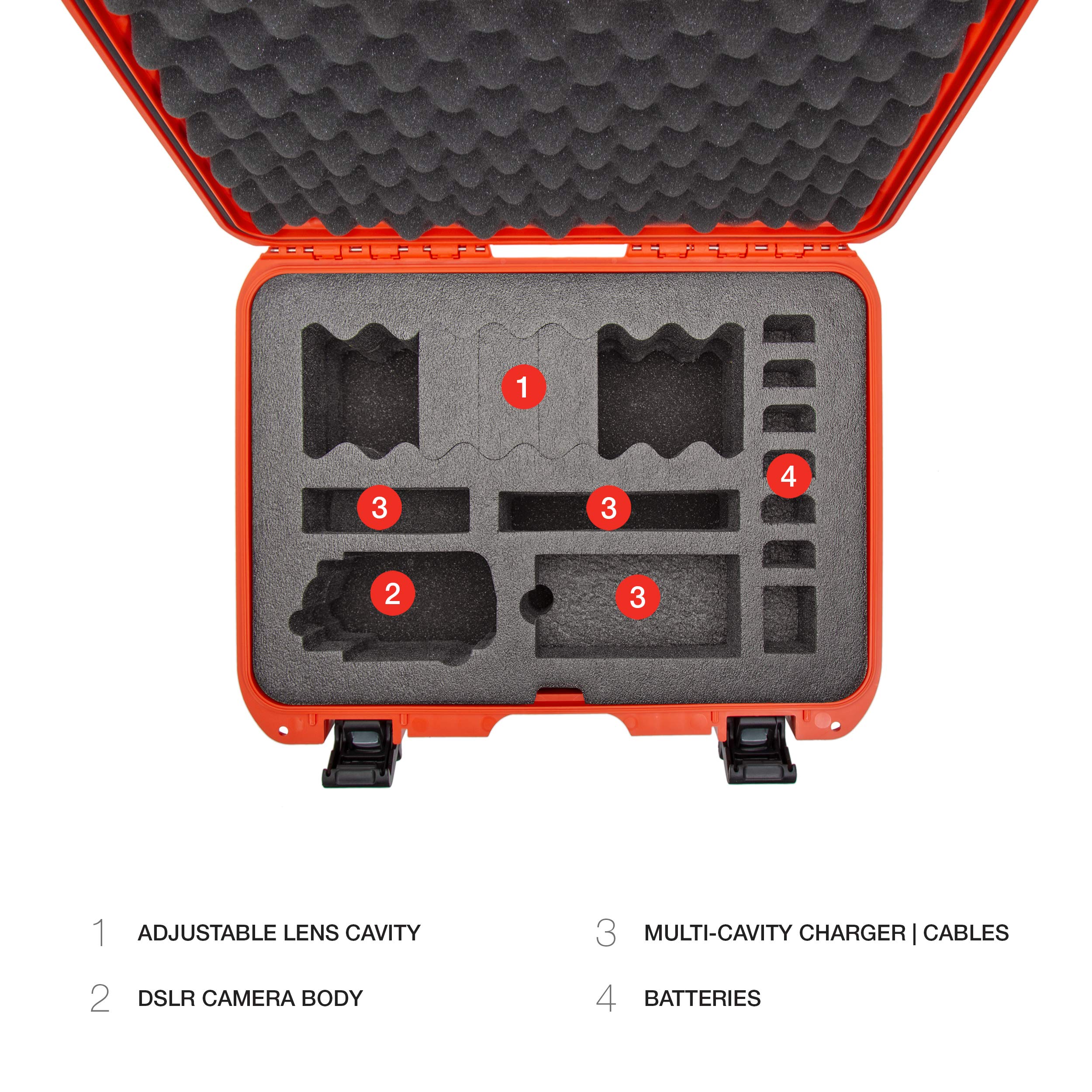 Waterproof Nanuk 925 Hard Case Carry-on with Foam Insert for Canon, Nikon - 1 DSLR Body and Lens/Lenses - Orange