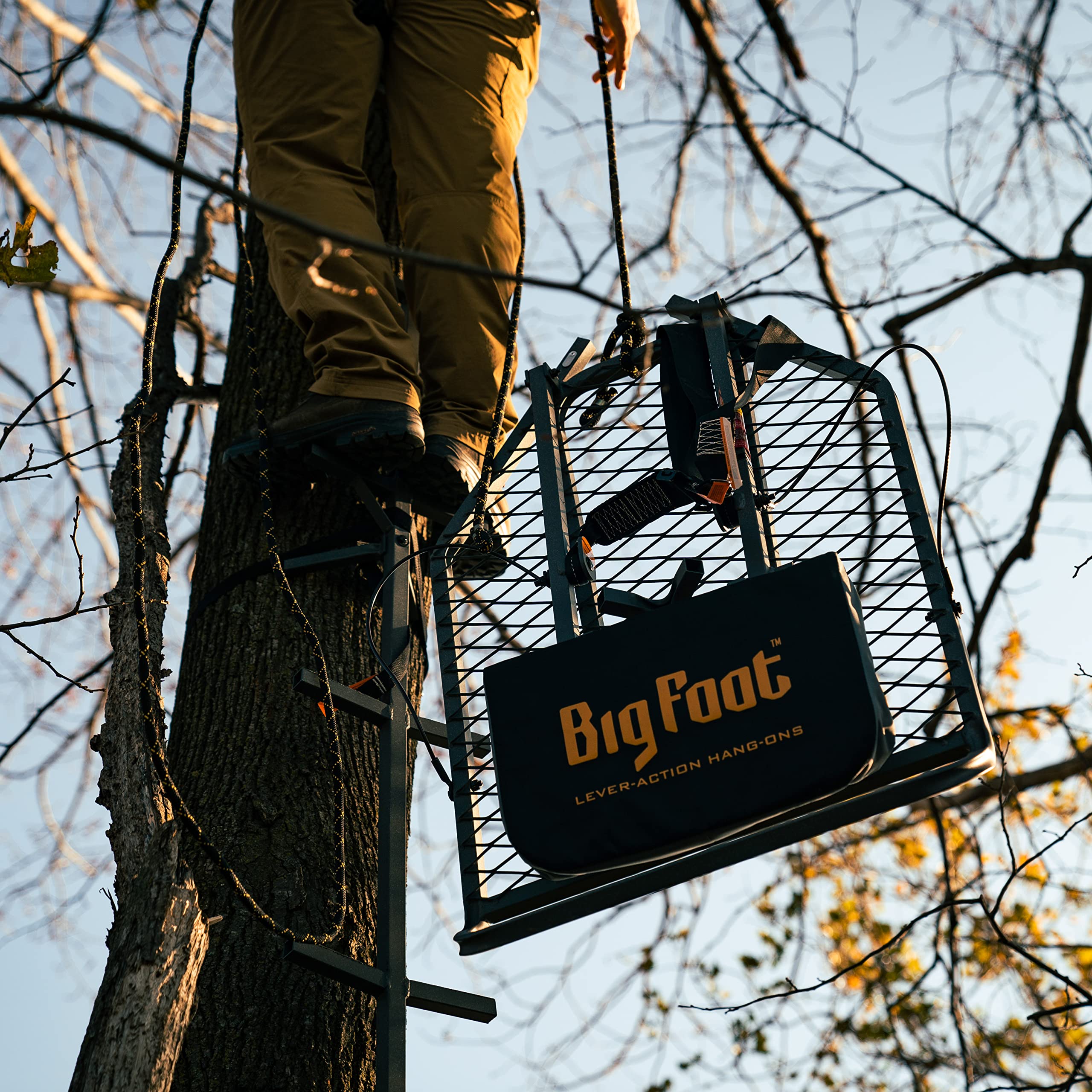 Big Foot™ XL Classic Lever-Action Hang-On Treestand, Rivers Edge® Flip-Up Padded Seat, 24” x 37” Large Platform, Footrest, RE554
