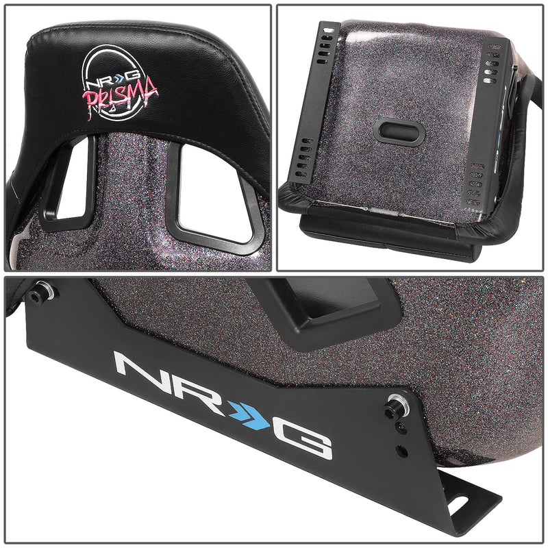 Bucket Racing Seat NRG Innovations FRP-302BK-V Double Layer FRP Black Vinyl Wrapped Mixed-density Foam 5 Point Harness Compatibility
