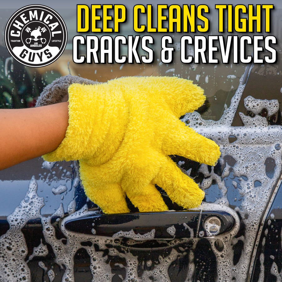 Chemical Guys The Stranger MIC510 Helpful Handy Car Wash Mitt - Yellow, Microfiber Towels for Detailing, Holds Tons of Soapy Suds, Flexible - Perfect for Car Cleaning