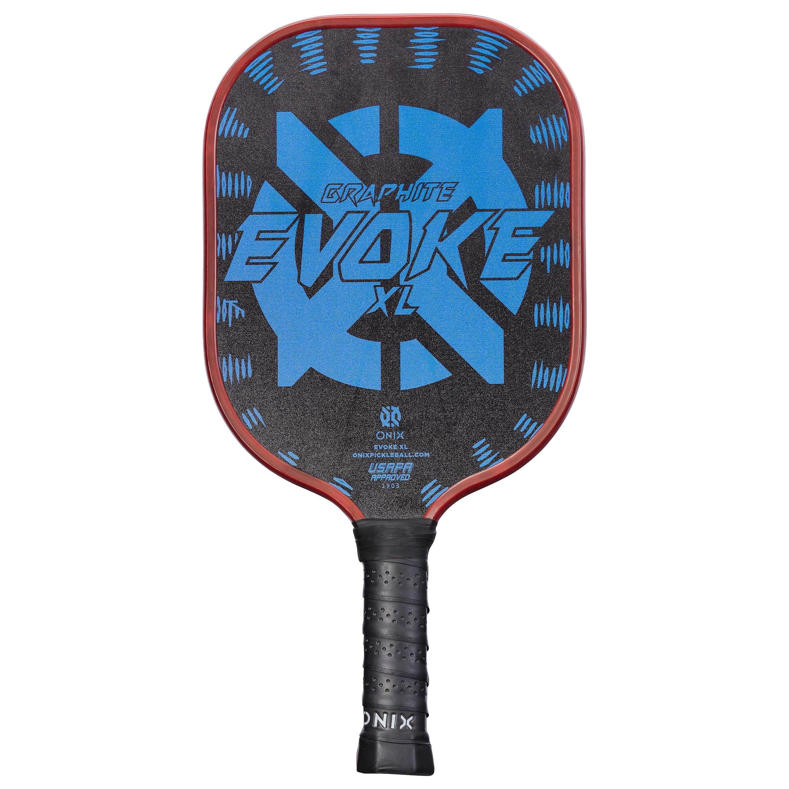 Evoke XL Onix Graphite Pickleball Paddle Features Polypropylene Core, Graphite Face, and Oversized Shape, Blue