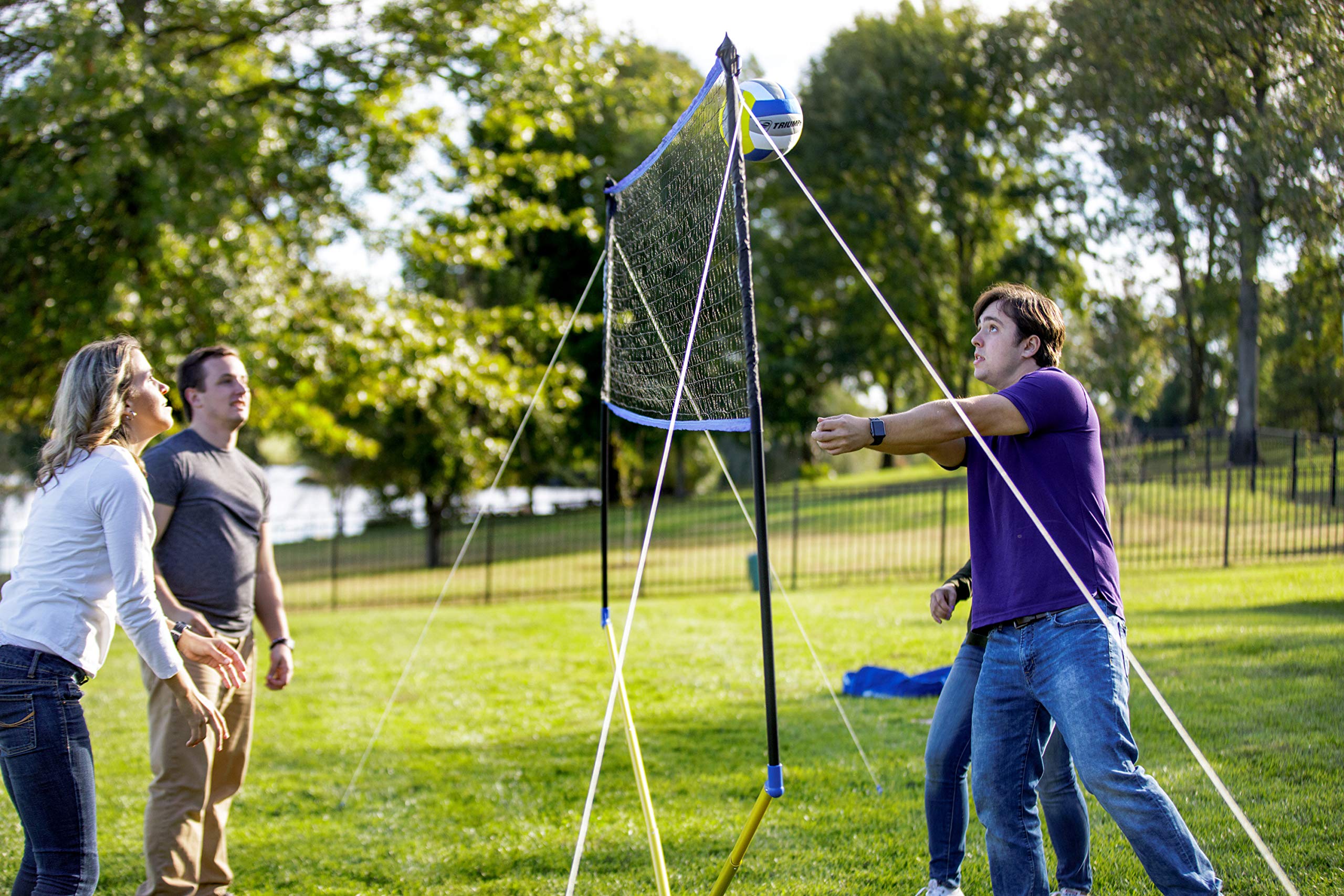 Multi-Sport Triumph Sports Combo Outdoor Game Net Set Includes Volleyball, Badminton, and Pickleball, Blue (35-7510-2)