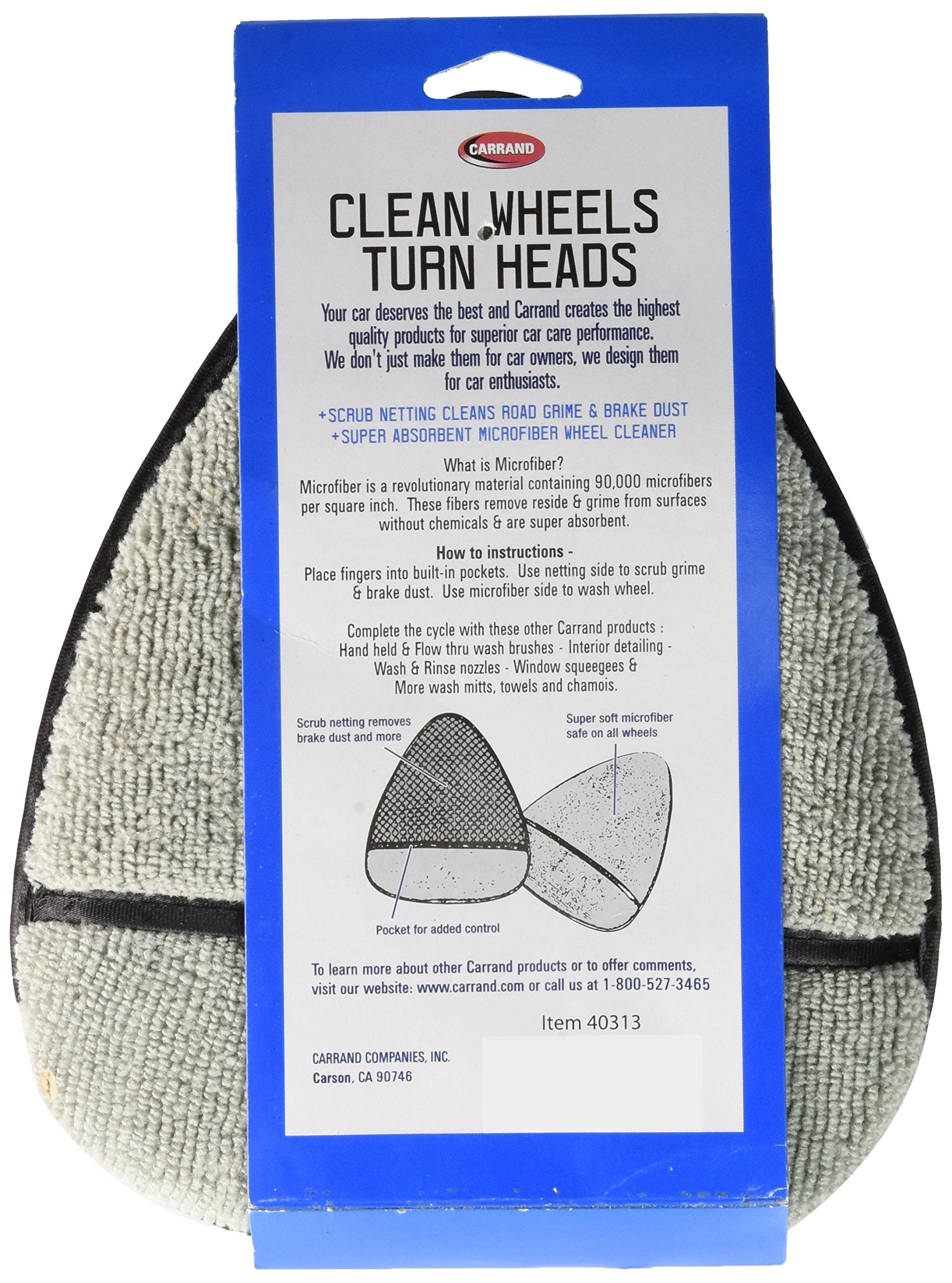2-in-1 Carrand Microfiber Wheel Detailer Wash Mitt, Grey