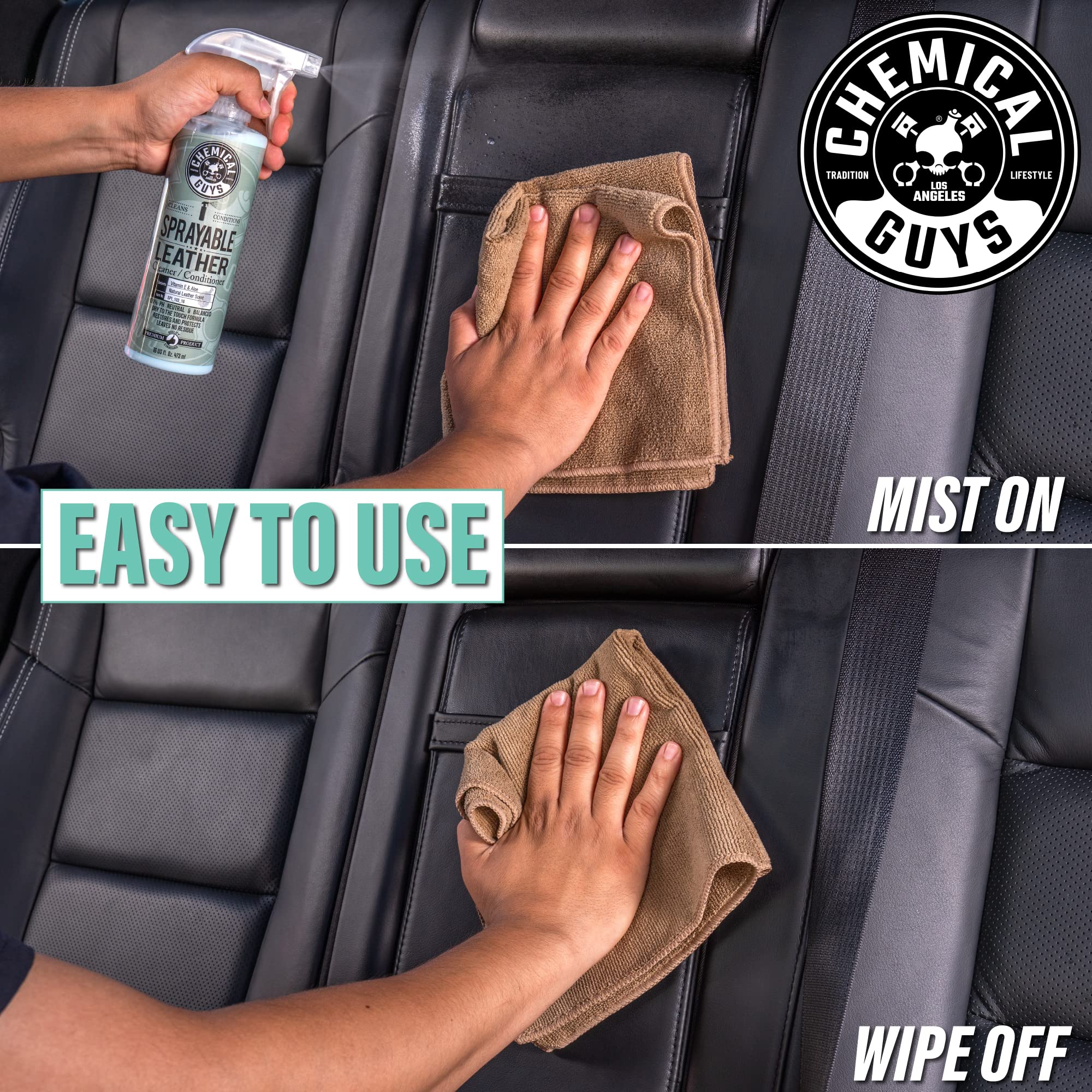 Chemical Guys Sprayable Leather Cleaner and Conditioner SPI_103 in One for Interiors, Apparel, and More (Works on Natural, Synthetic, Pleather, Faux Leather and More) Leather Scent, 128 fl oz (1 Gal)